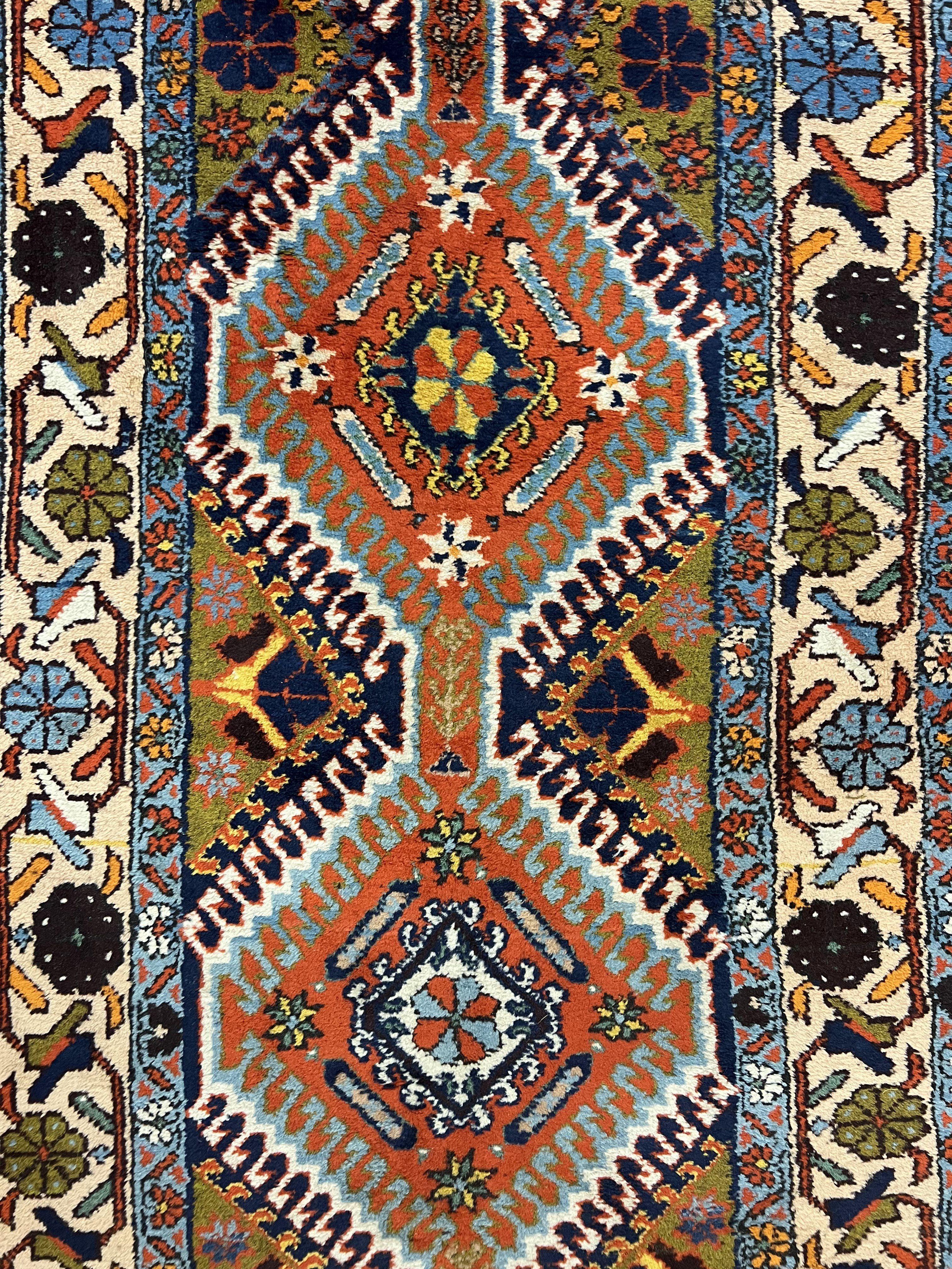 Persian Tribal Runner Rug 2.9 x 14, Colorful Rare Antique Persian Shiraz Yalameh Geometric Carpet for Hallway, 14ft Runner, Handmade, Wool, Red - Jewel Rugs