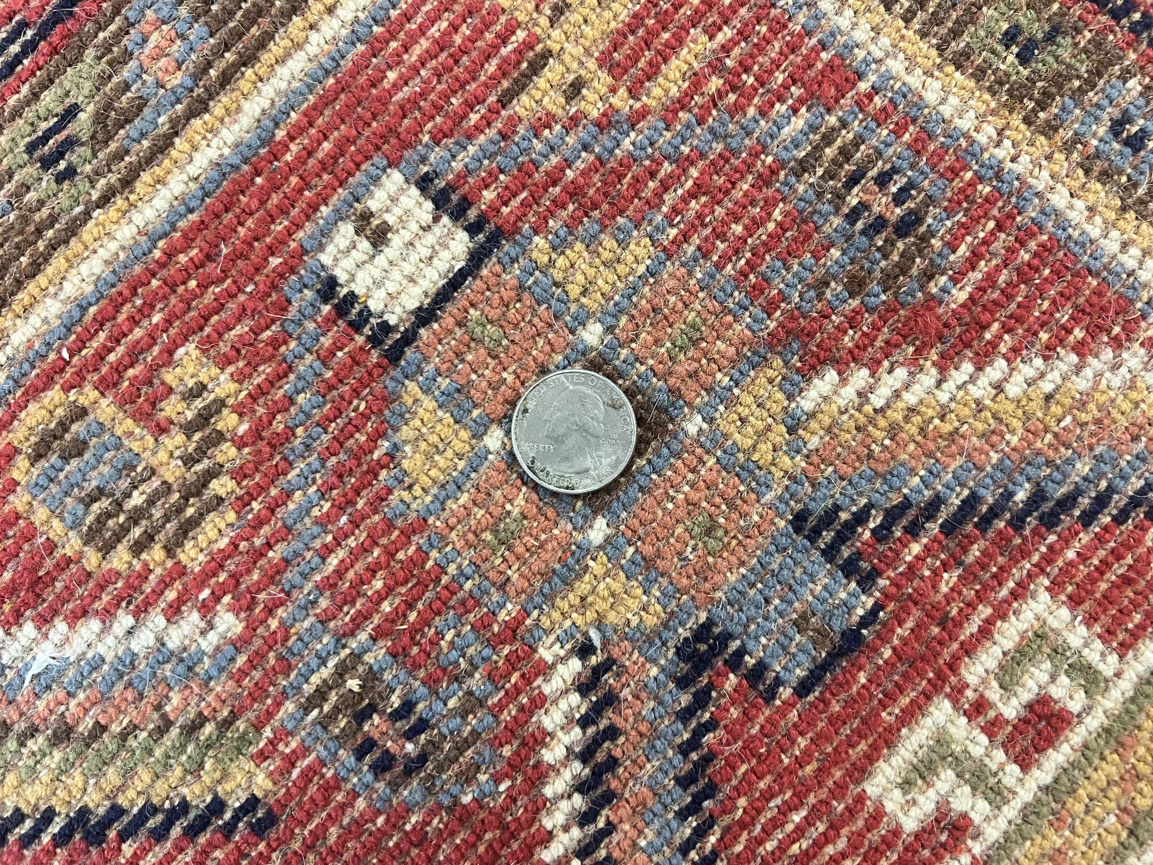 Belgium Power Loomed Rug 8x12, Geometric Medallions Persian Tribal Pattern, Vintage Wool Carpet, Ivory Red Blue - Jewel Rugs