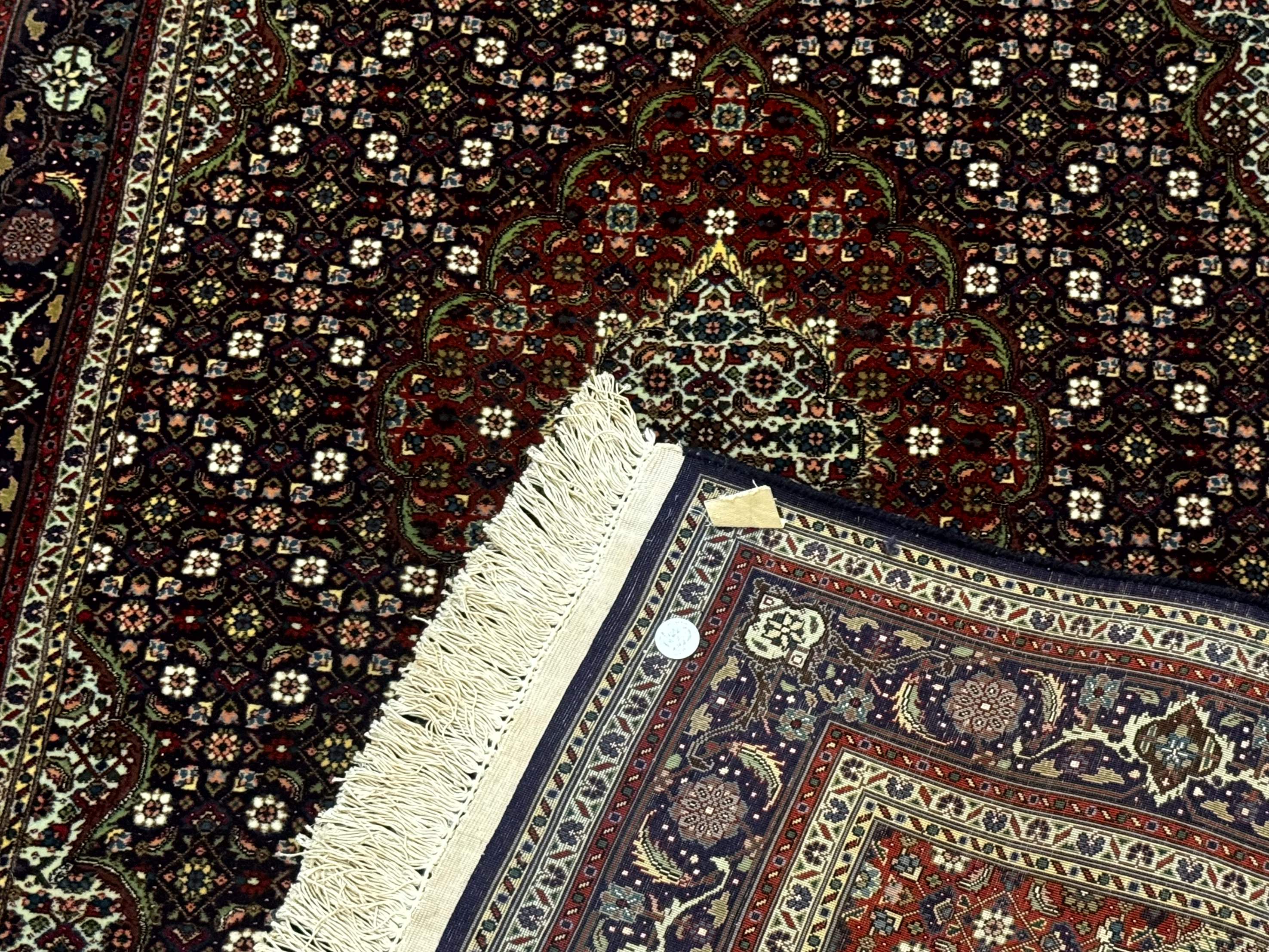 Persian Tabriz Rug 3x5, Wool on Silk Foundation, Very Fine 550 KPSI, Dark Navy Blue - Jewel Rugs