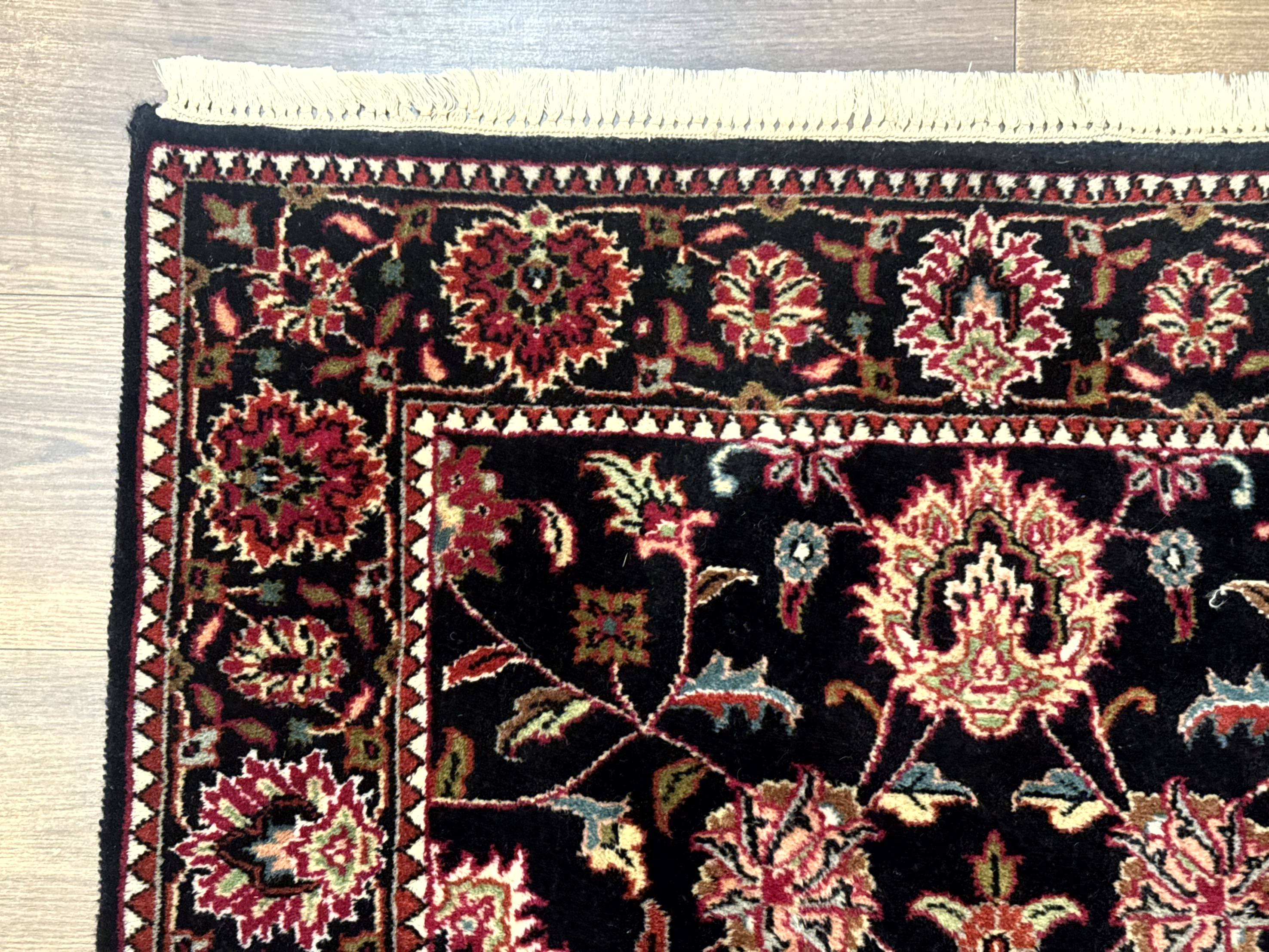 Indo Persian Sarouk Rug 3x5, Black Traditional Oriental Carpet - Jewel Rugs