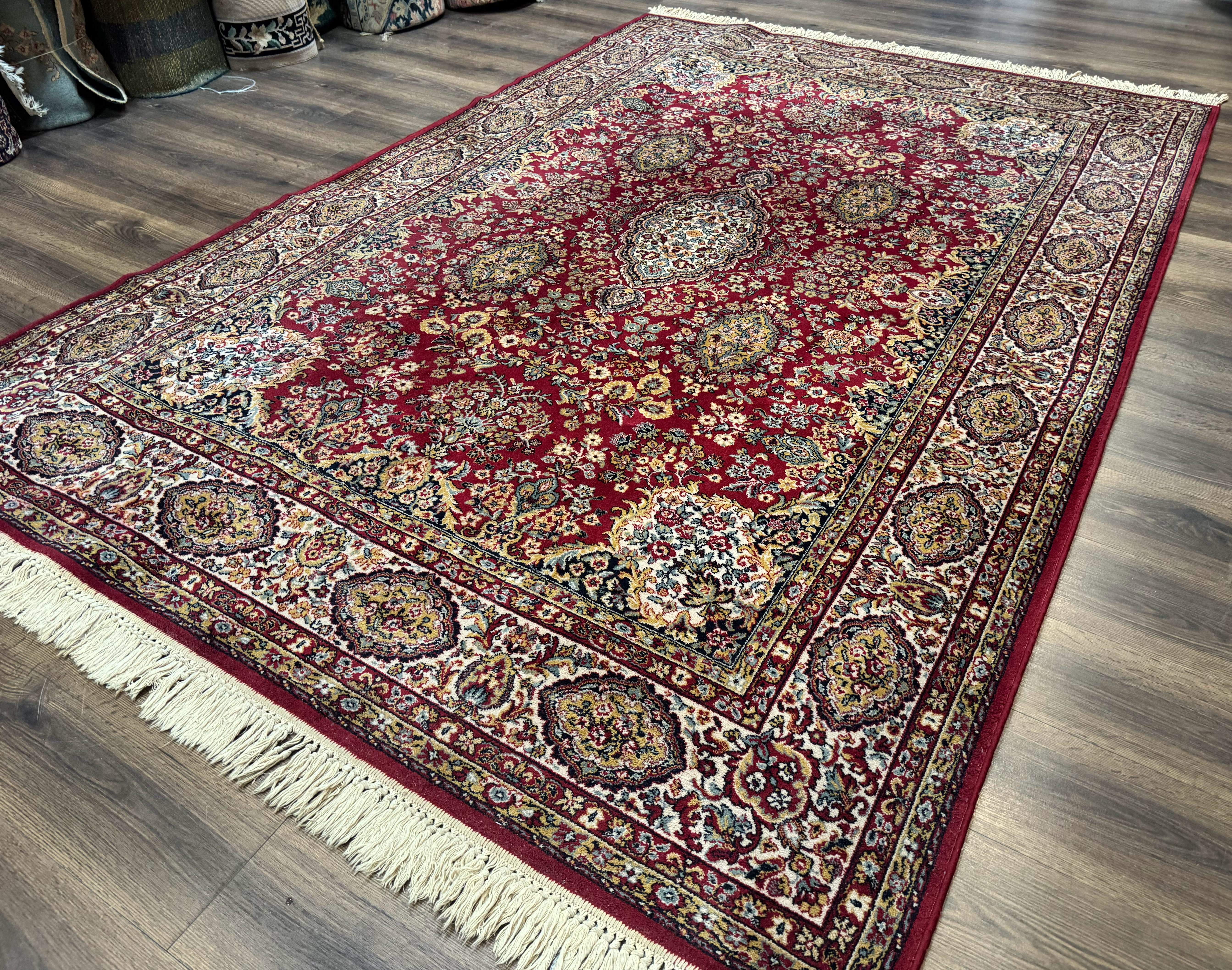 Persian Wool Rug 7x10, Couristan Carpet, Belgium Power Loomed Rug, Red, Floral, Traditional - Jewel Rugs