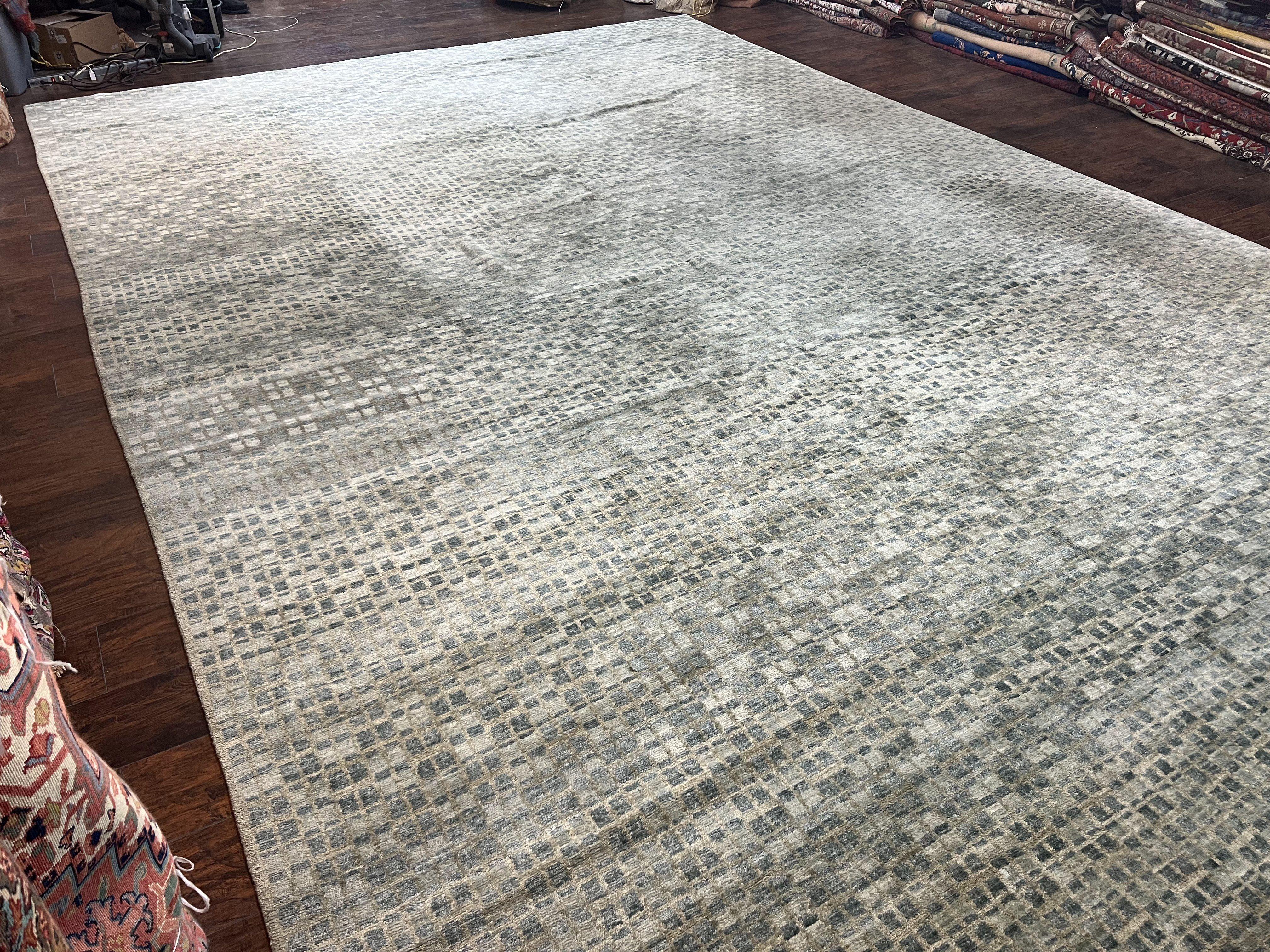 Extra Large Nepali Rug 12x18, Handmade Wool Modern Tibetan Oversized Carpet, Michaelian & Kolhberg - Jewel Rugs