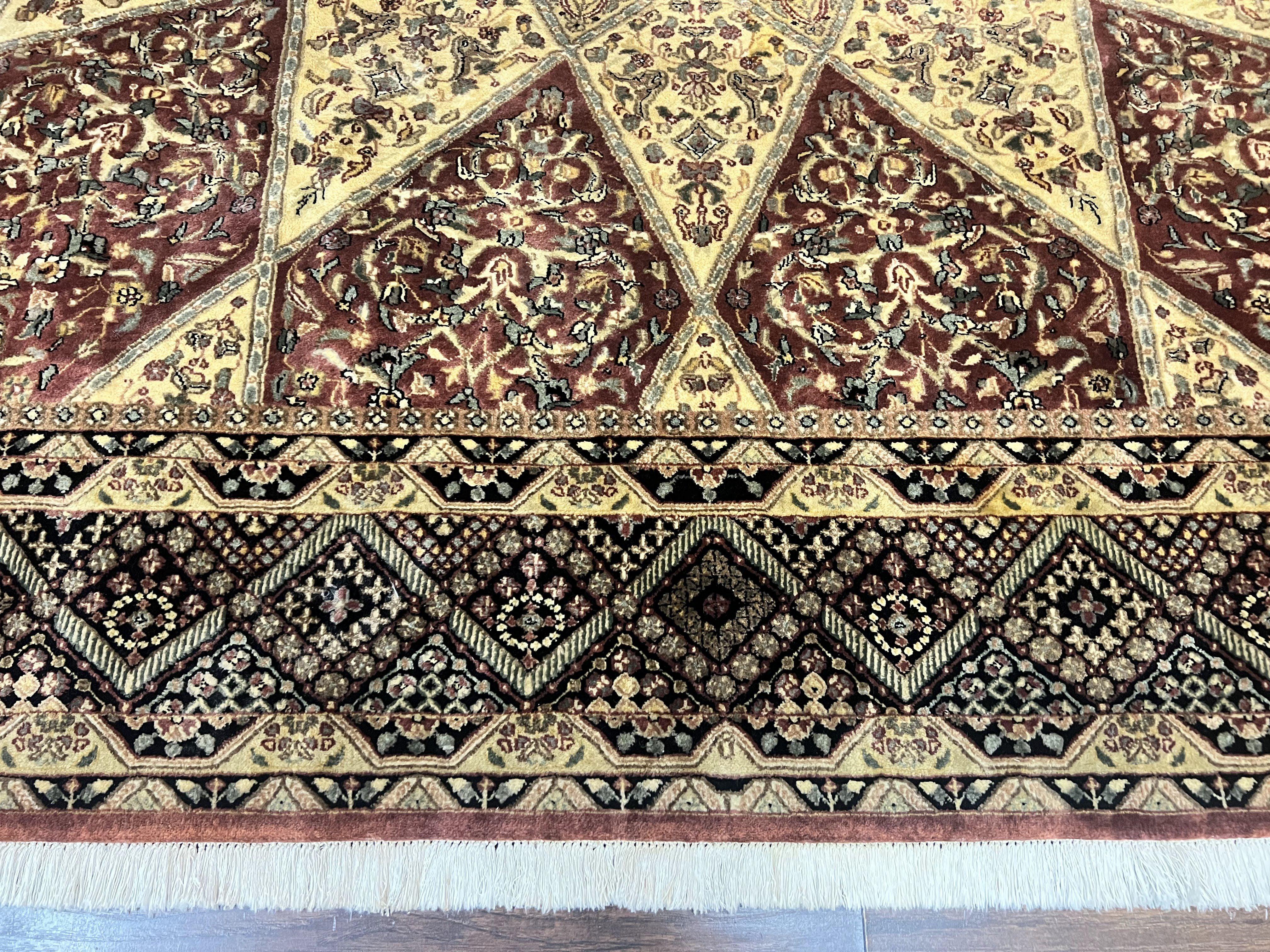 Indo Persian Rug 8x10, Dome Design, 210 KPSI, Handmade Vintage Wool Rug - Jewel Rugs