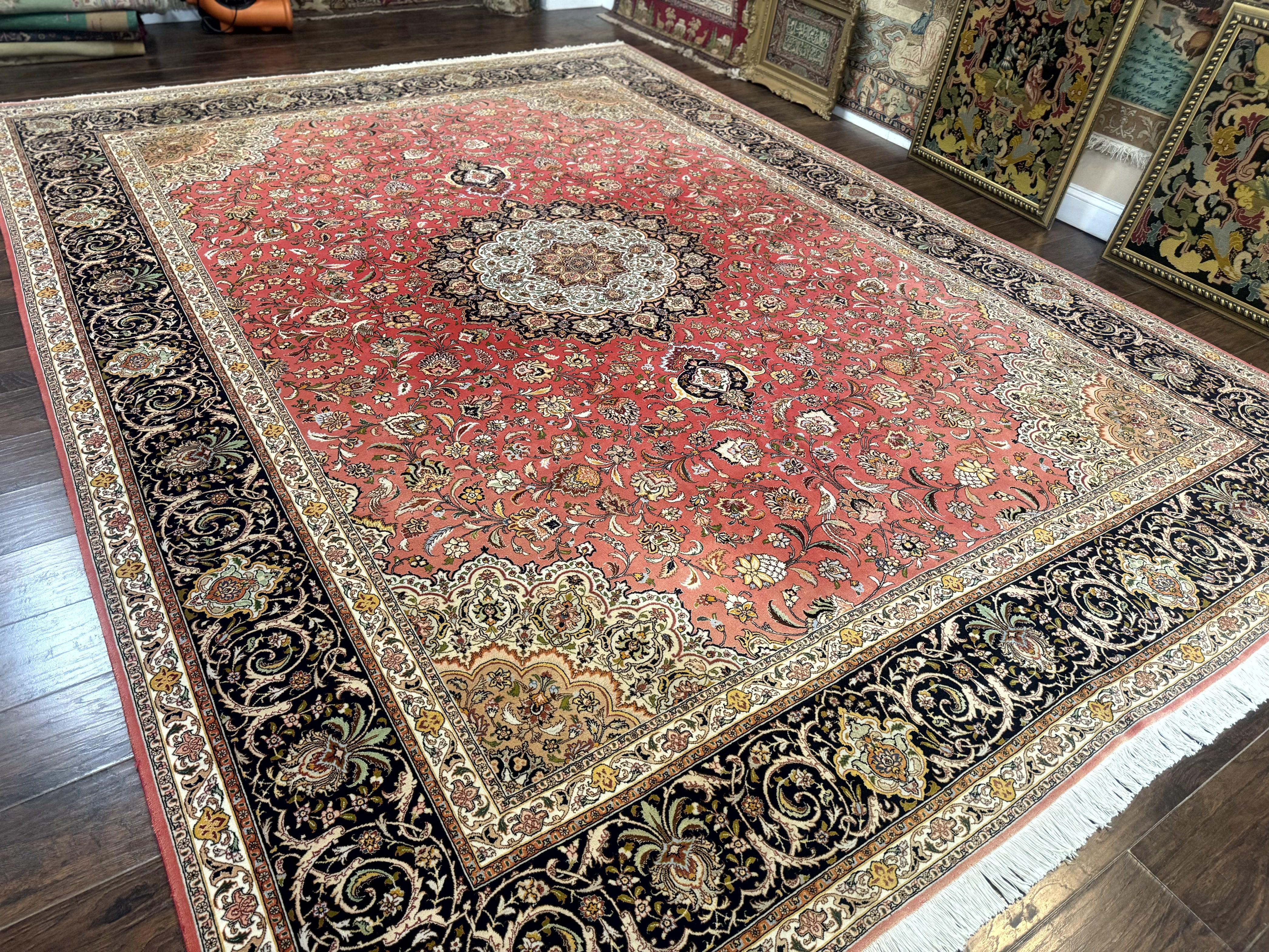 Persian Tabriz Rug 10x13 – Floral Medallion & Birds, Wool & Silk, 330 KPSI - Jewel Rugs