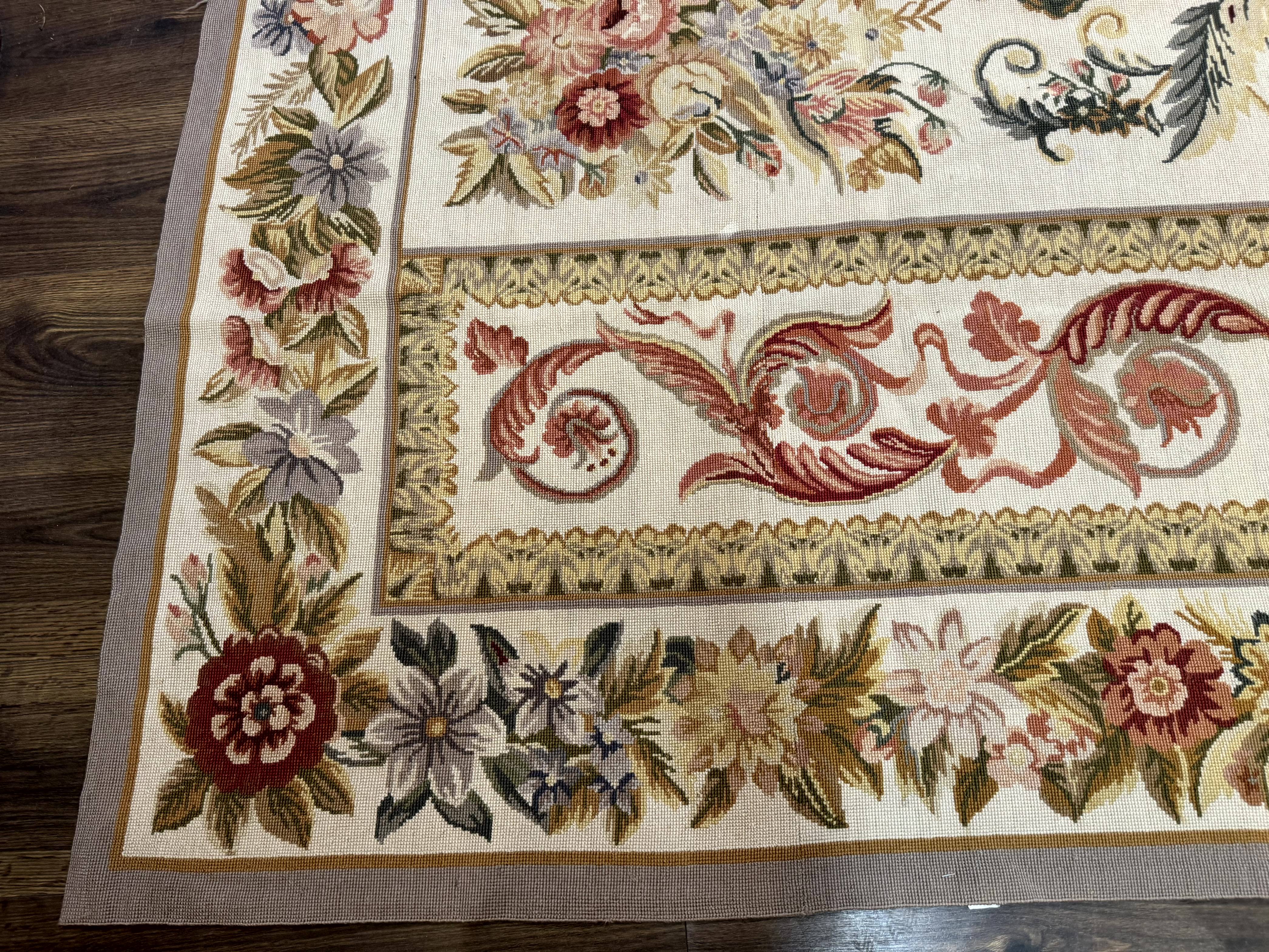 Aubusson Needlepoint Rug 10x14, Elegant European French Carpet, Vintage Carpet - Jewel Rugs