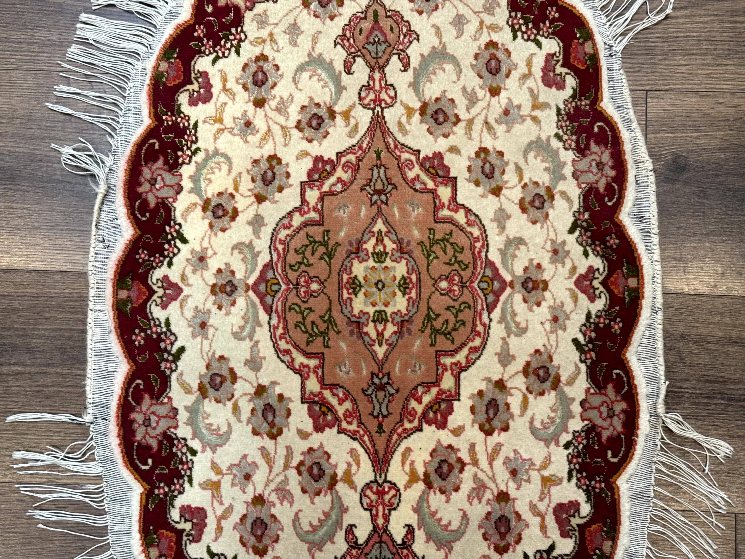 Small Oval Persian Tabriz Rug 2x4, Kork Wool and Silk Highlights, Fine 260 KPSI - Jewel Rugs