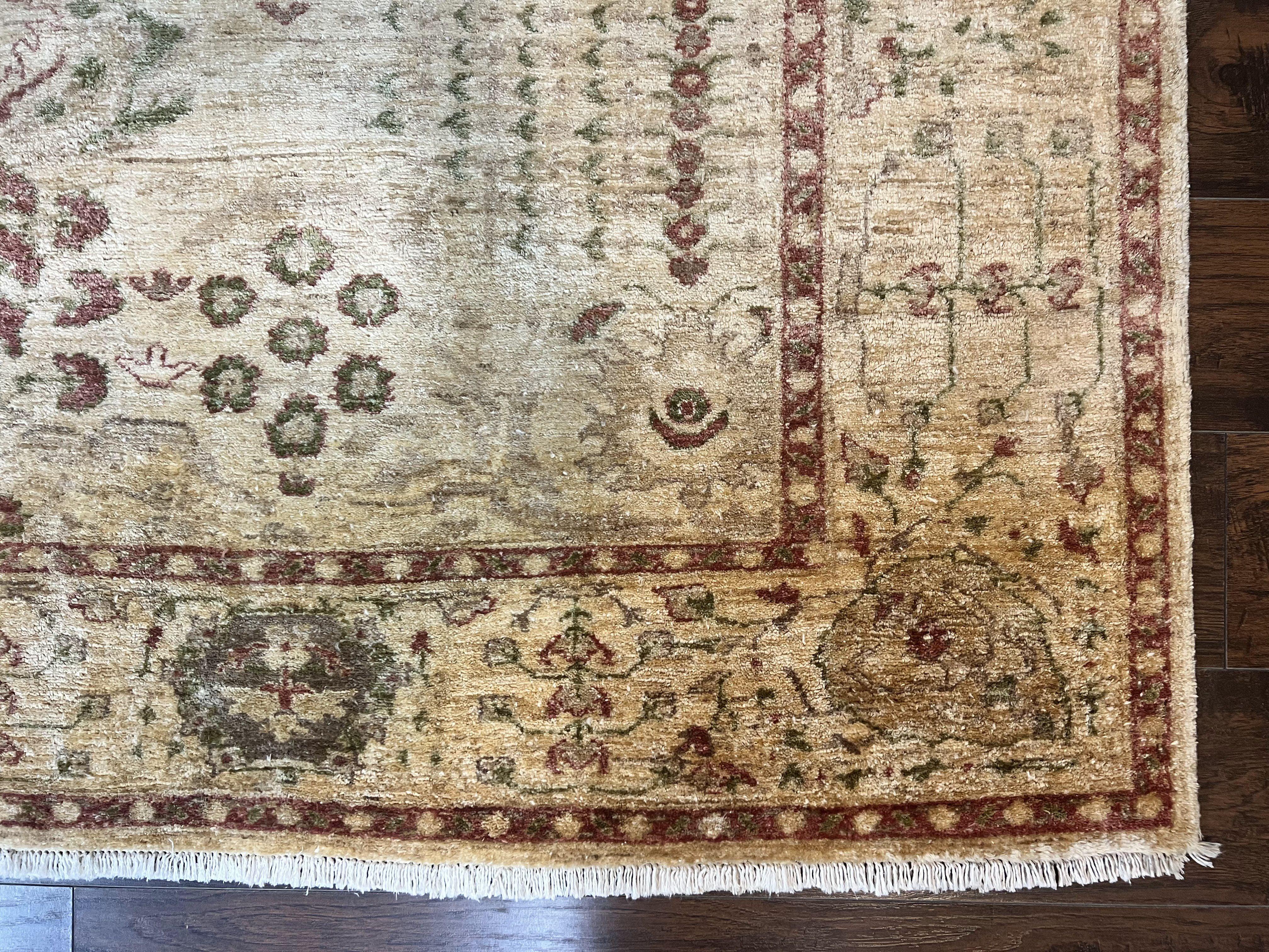 Pakistani Oushak Rug 6 x 9.6, Handmade Wool Peshawar Carpet, Farmhouse Rug - Jewel Rugs