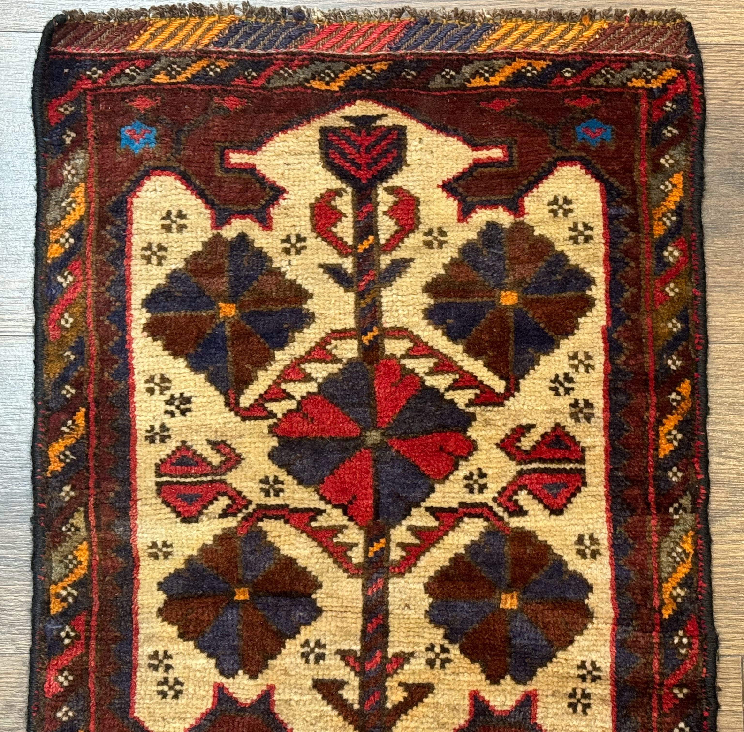 Small Persian Baluchi Tribal Rug, Tan, Handmade - Jewel Rugs