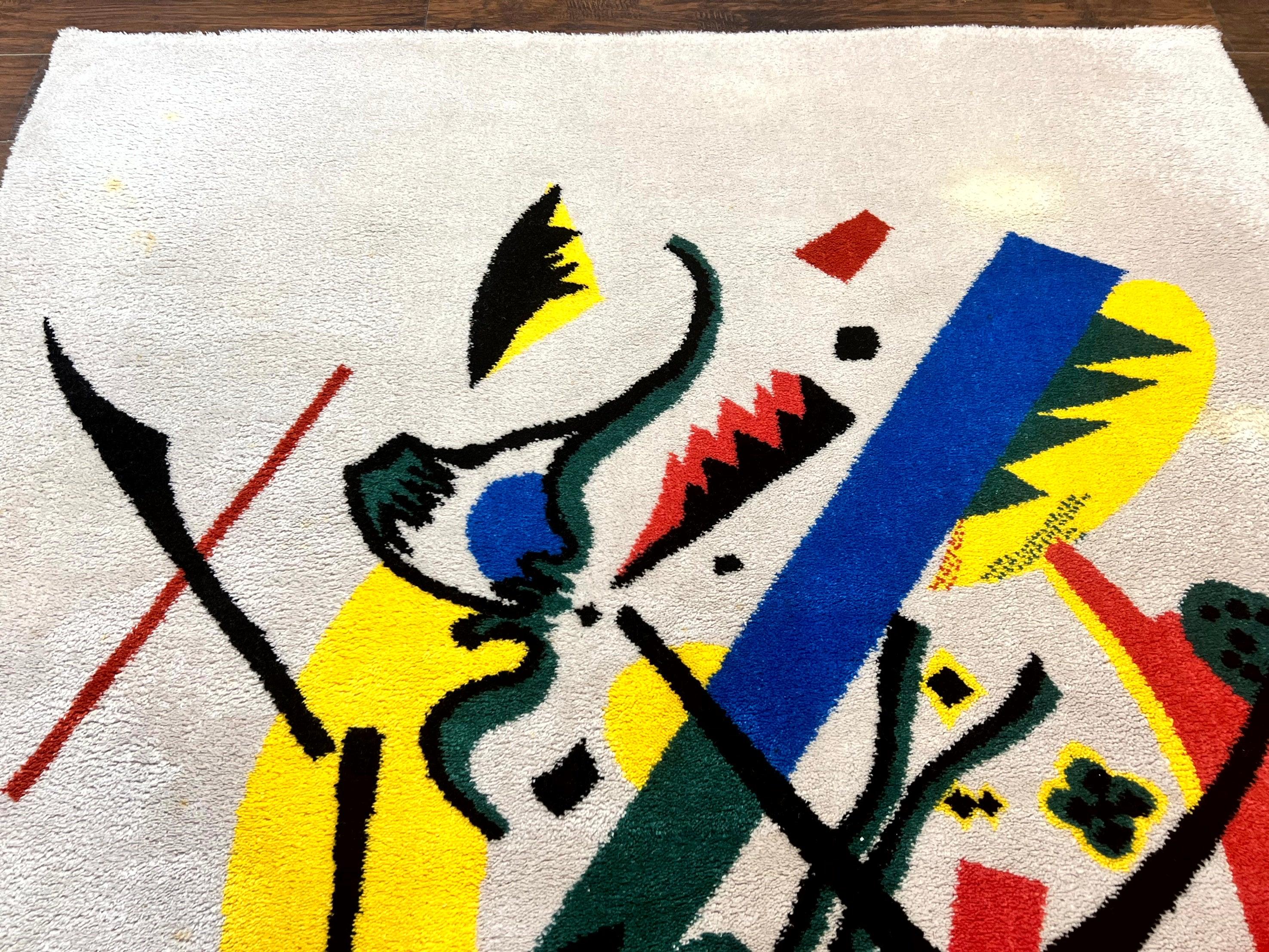 Danish Rya Shag Rug 6x9, EGE Axminster Carpet, Ivory, Modern Abstract Rug, Signed by Designer - Jewel Rugs