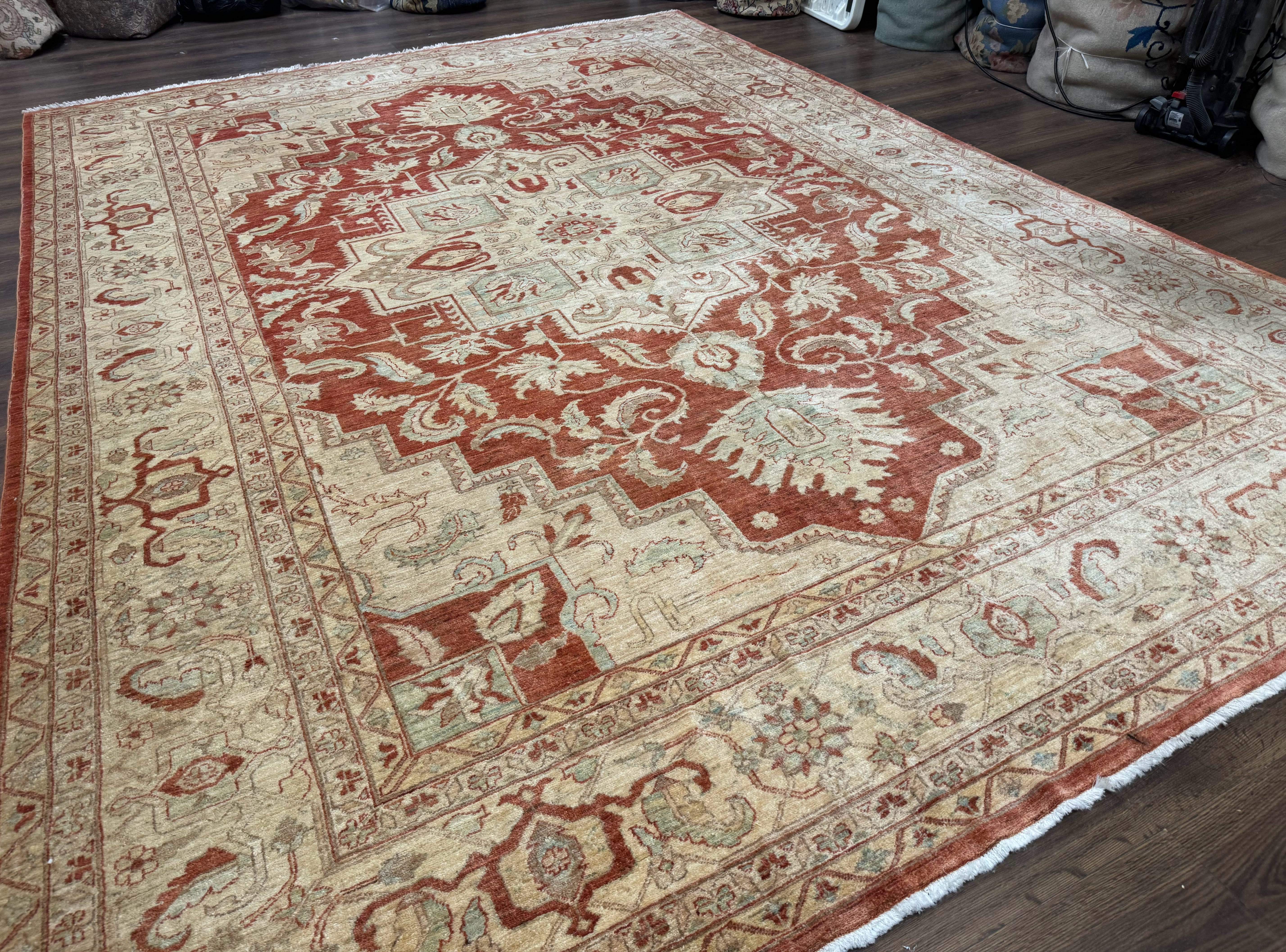 Turkish Heriz Serapi Rug 9x13, Geometric Medallion - Jewel Rugs