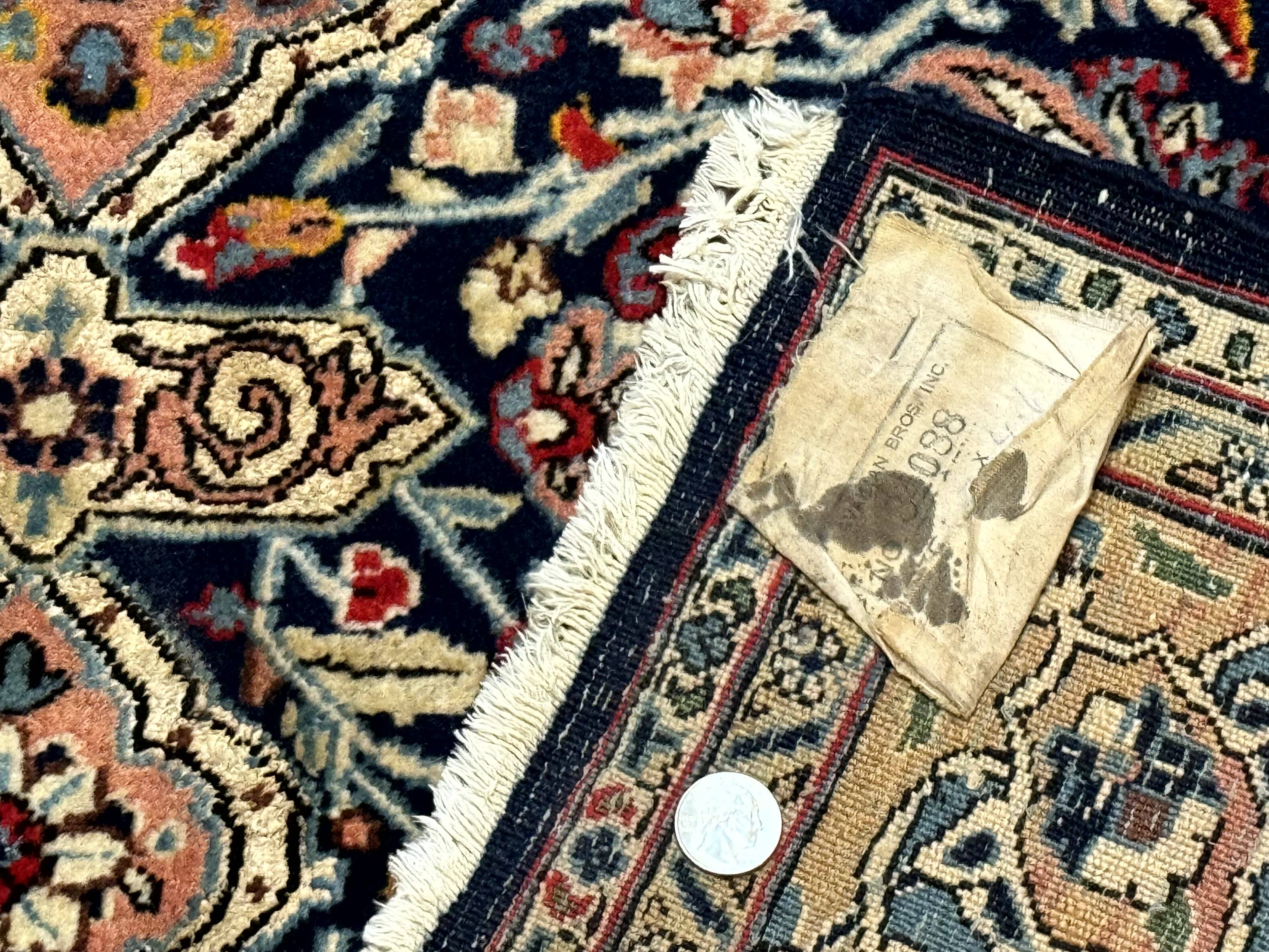 Persian Qum Rug 5x7 in Navy Light Blue and Ivory, Wool wilh Silk Highlights, 225 KPSI - Jewel Rugs