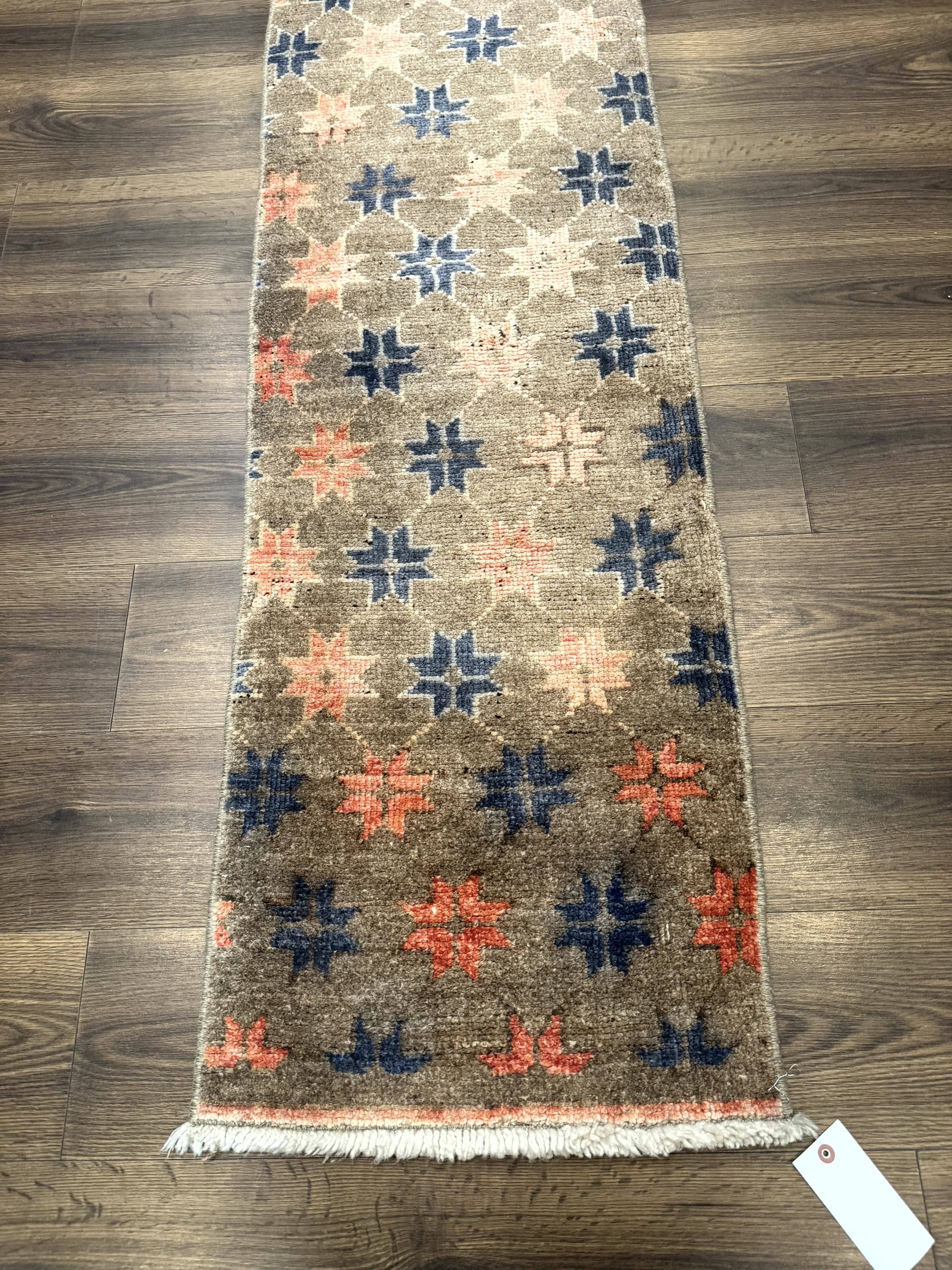 Tibetan Runner Rug, Short Skinny Runner, Star Design, 1.9 x 6.8 Rug for Hallway - Jewel Rugs