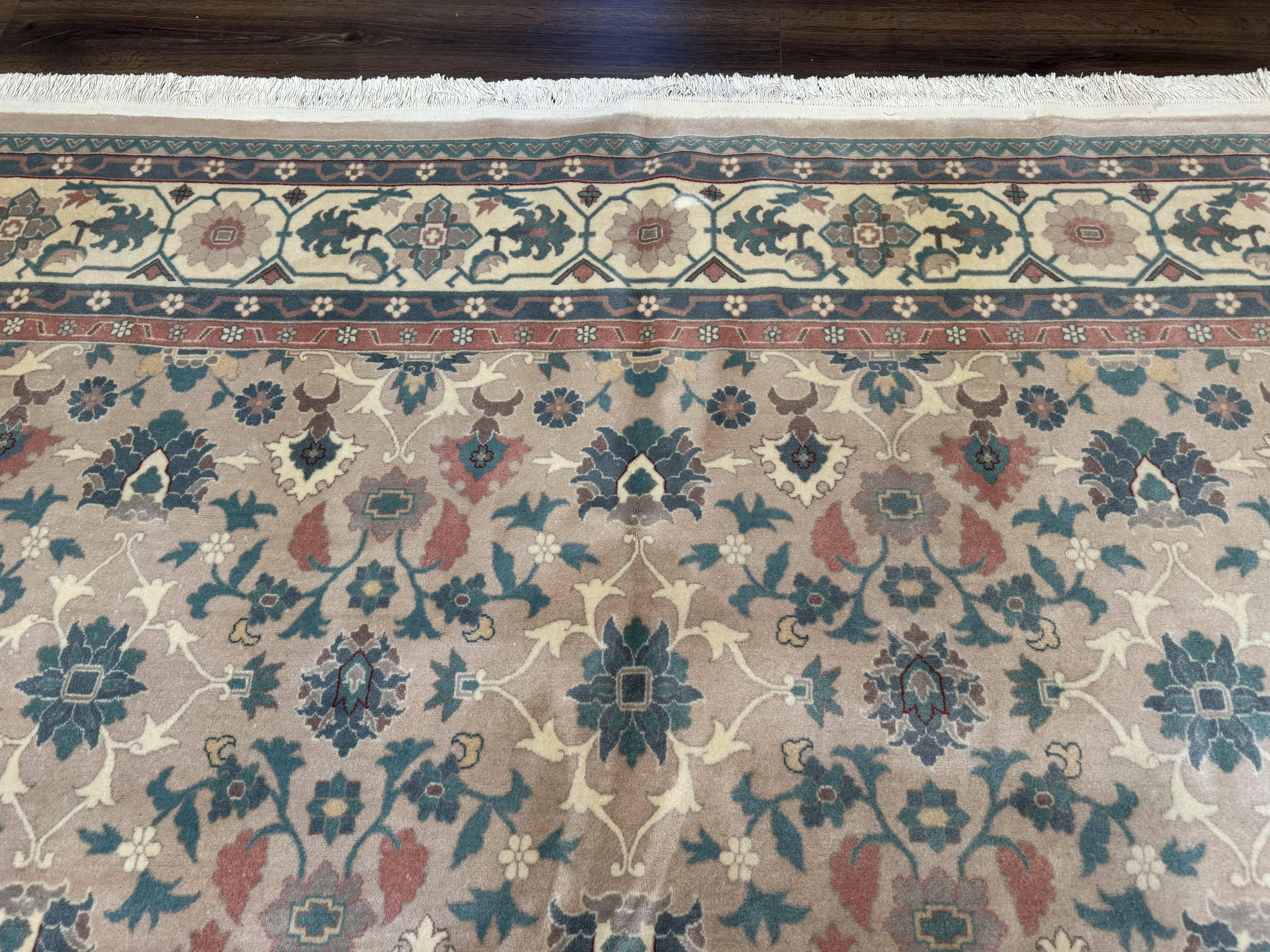 Palace Size Wool Rug 10x18, Sino Persian Kerman Rug, Oversized Hand Knotted Carpet, Light Taupe, Allover Pattern - Jewel Rugs