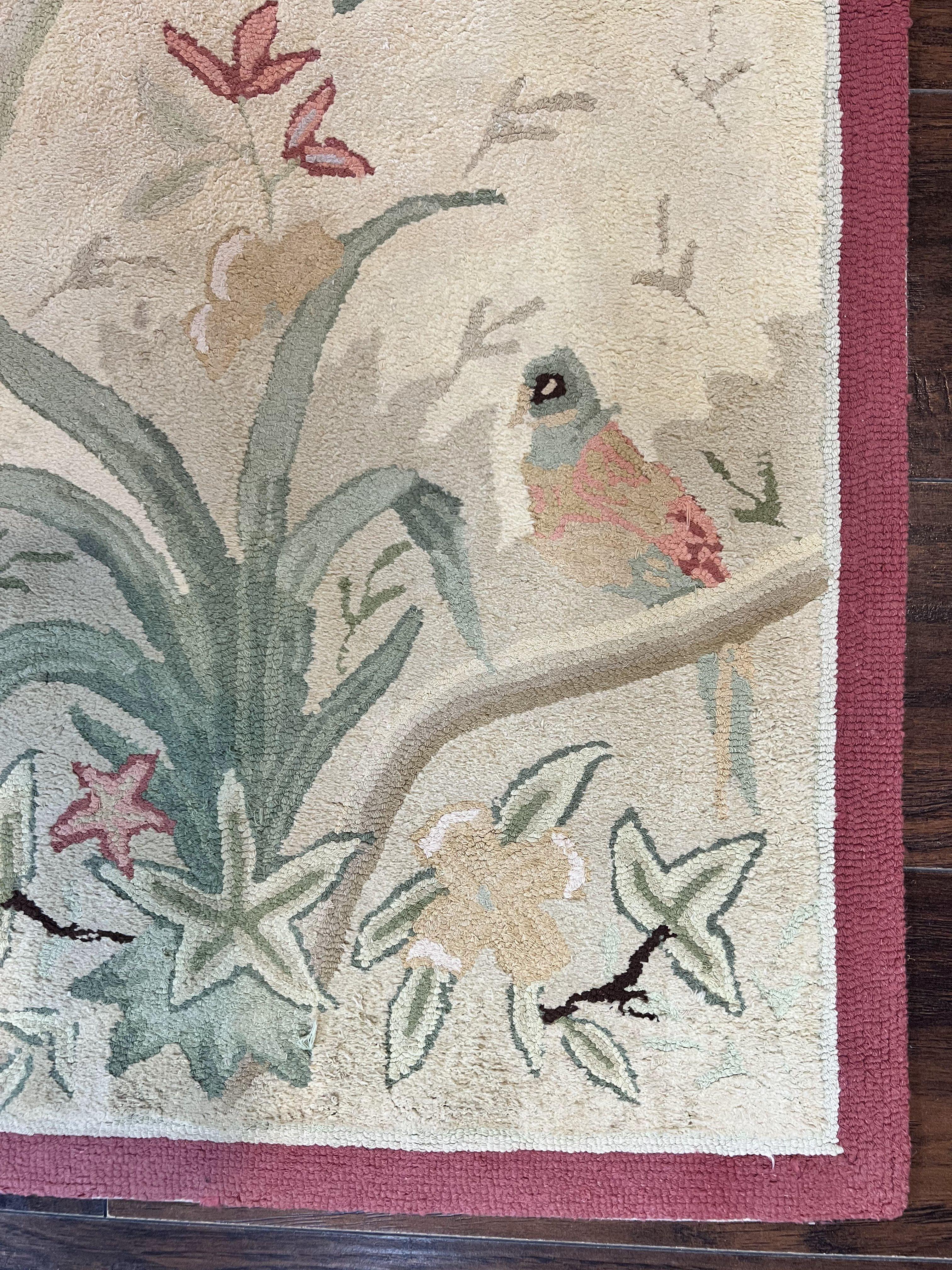 Chinese Hooked Runner Rug 2x8, Simple Design, Vintage, Birds, Rug for Hallway 2 x 8 ft - Jewel Rugs