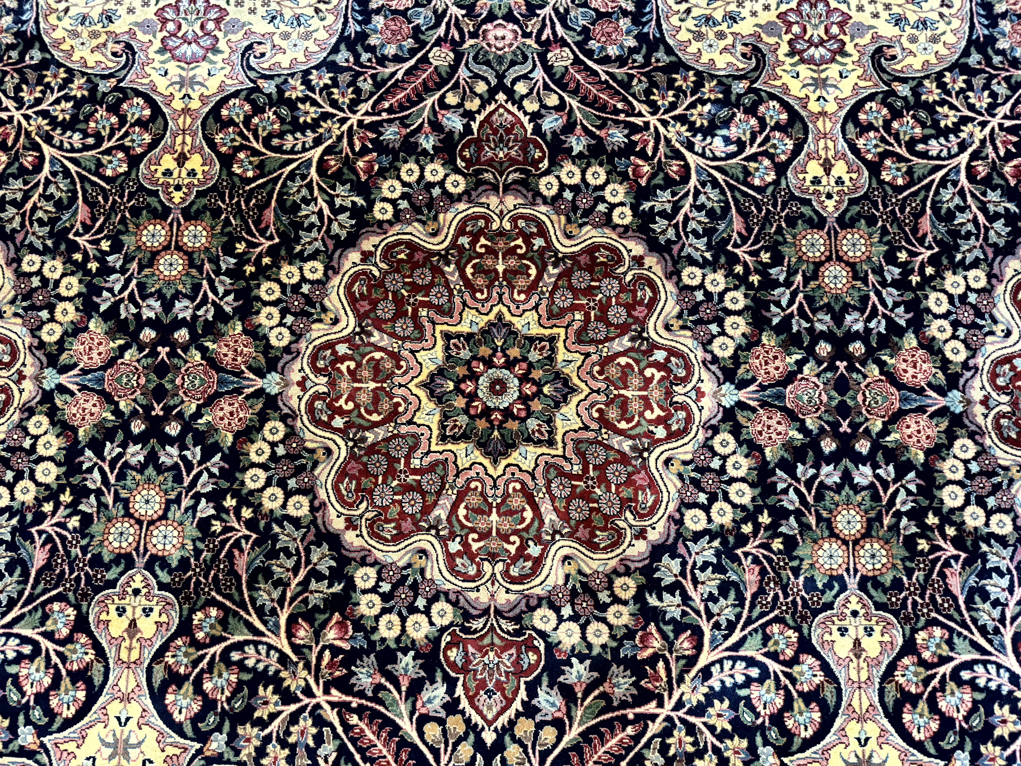 Pak Persian Rug 9x12, Very Fine 270 KPSI, Navy Blue & Dark Red - Jewel Rugs