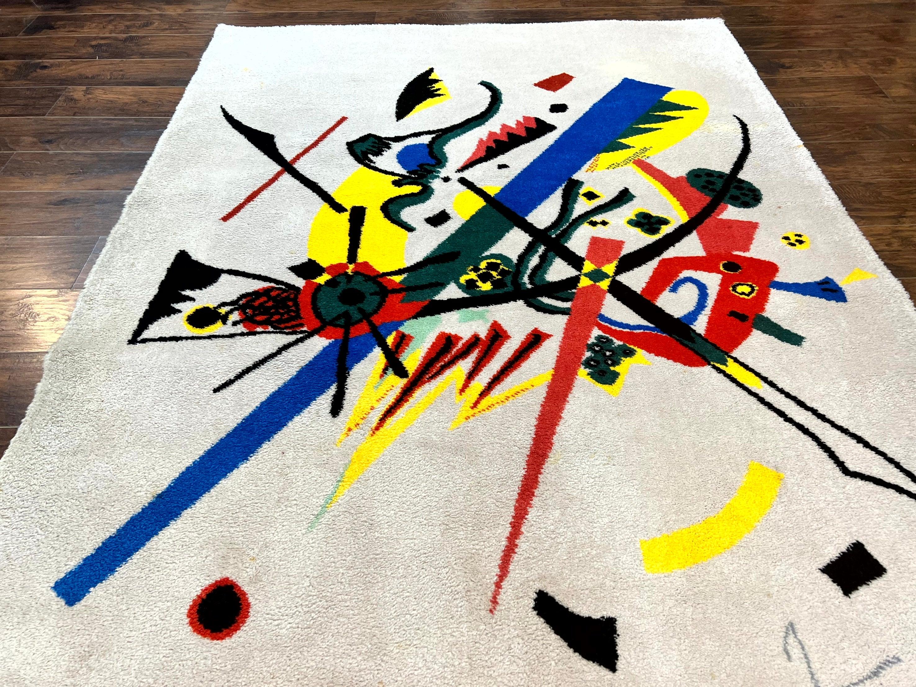 Danish Rya Shag Rug 6x9, EGE Axminster Carpet, Ivory, Modern Abstract Rug, Signed by Designer - Jewel Rugs