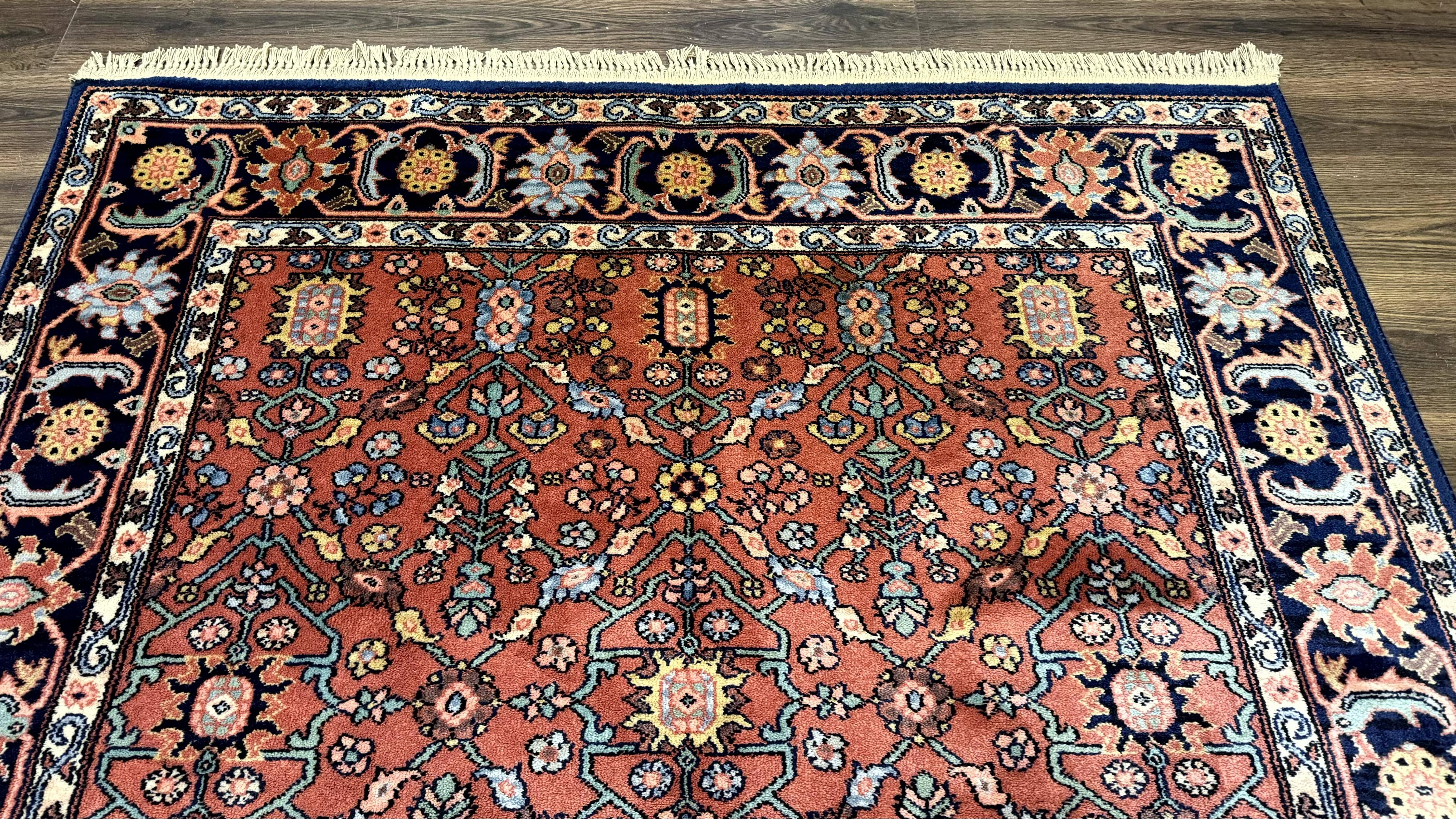 5.9 x 9 Karastan Serapi Rug #729, Wool Karastan Carpet, Original 700 Series, Red and Dark Blue, Discontinued, 6x9 Vintage Karastan, Rare - Jewel Rugs
