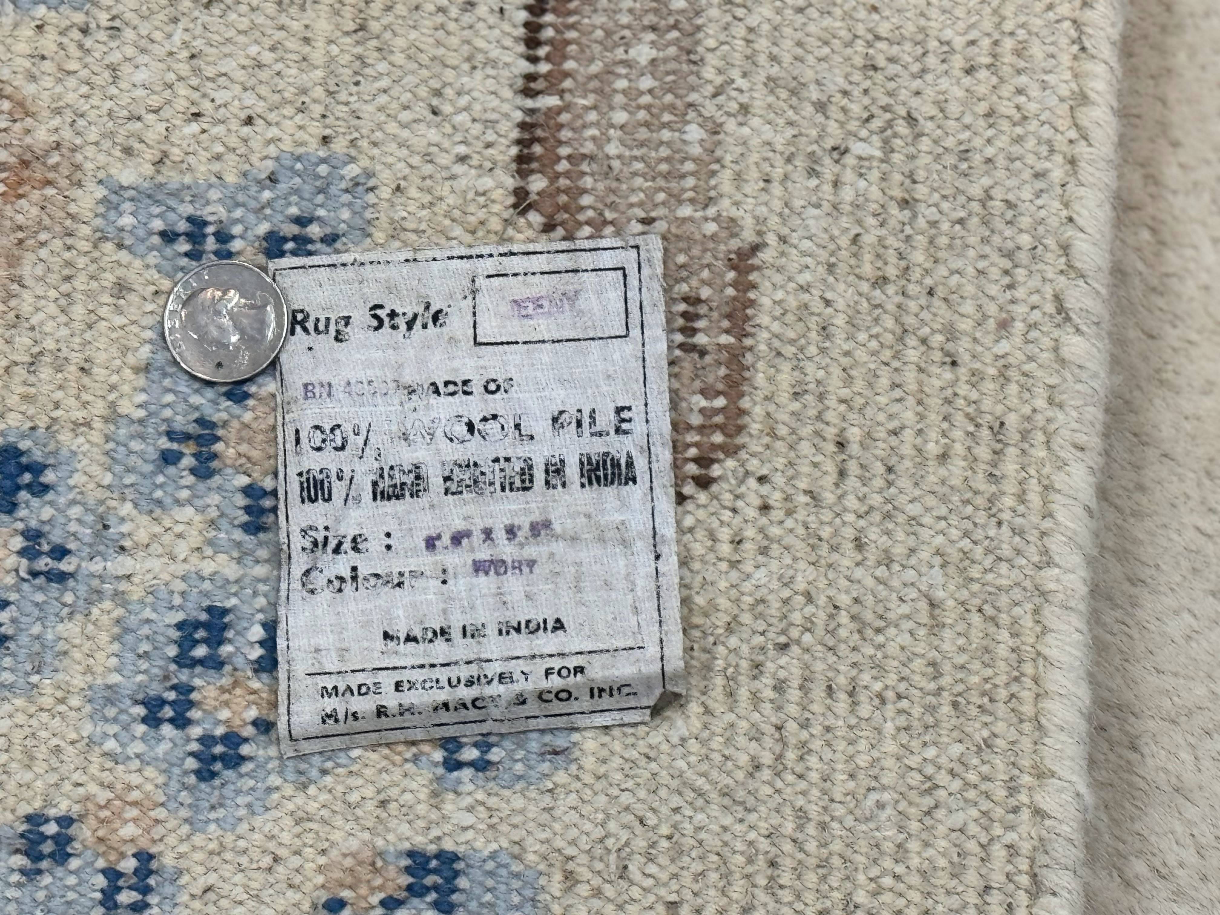 Indo Chinese Wool Rug 5x9, Simple Design, Floral, Ivory, Vintage - Jewel Rugs