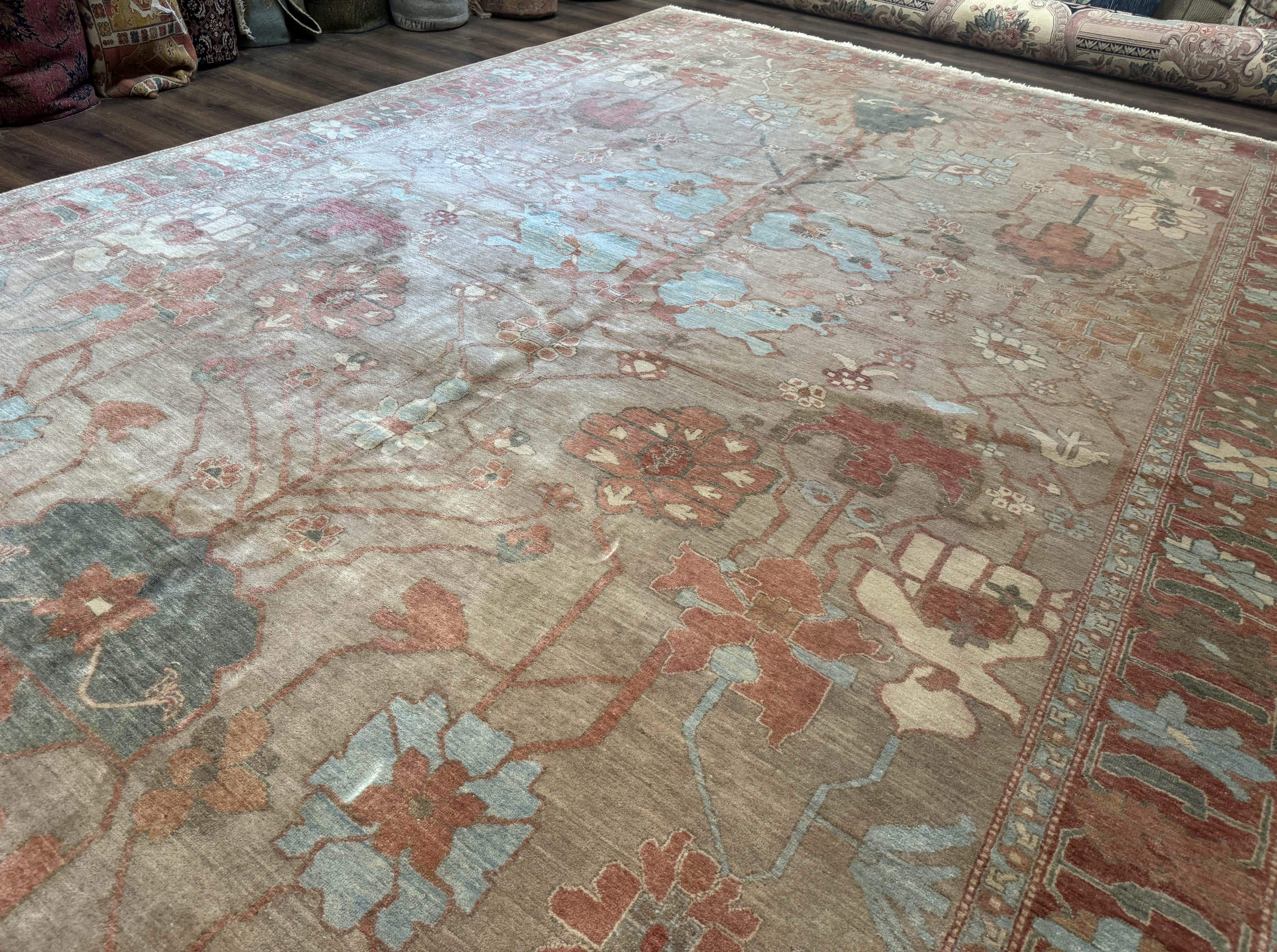 Turkish Oushak Rug 10x14, Rug for Modern Home, Soft Thick Pile, Muted Colors - Jewel Rugs