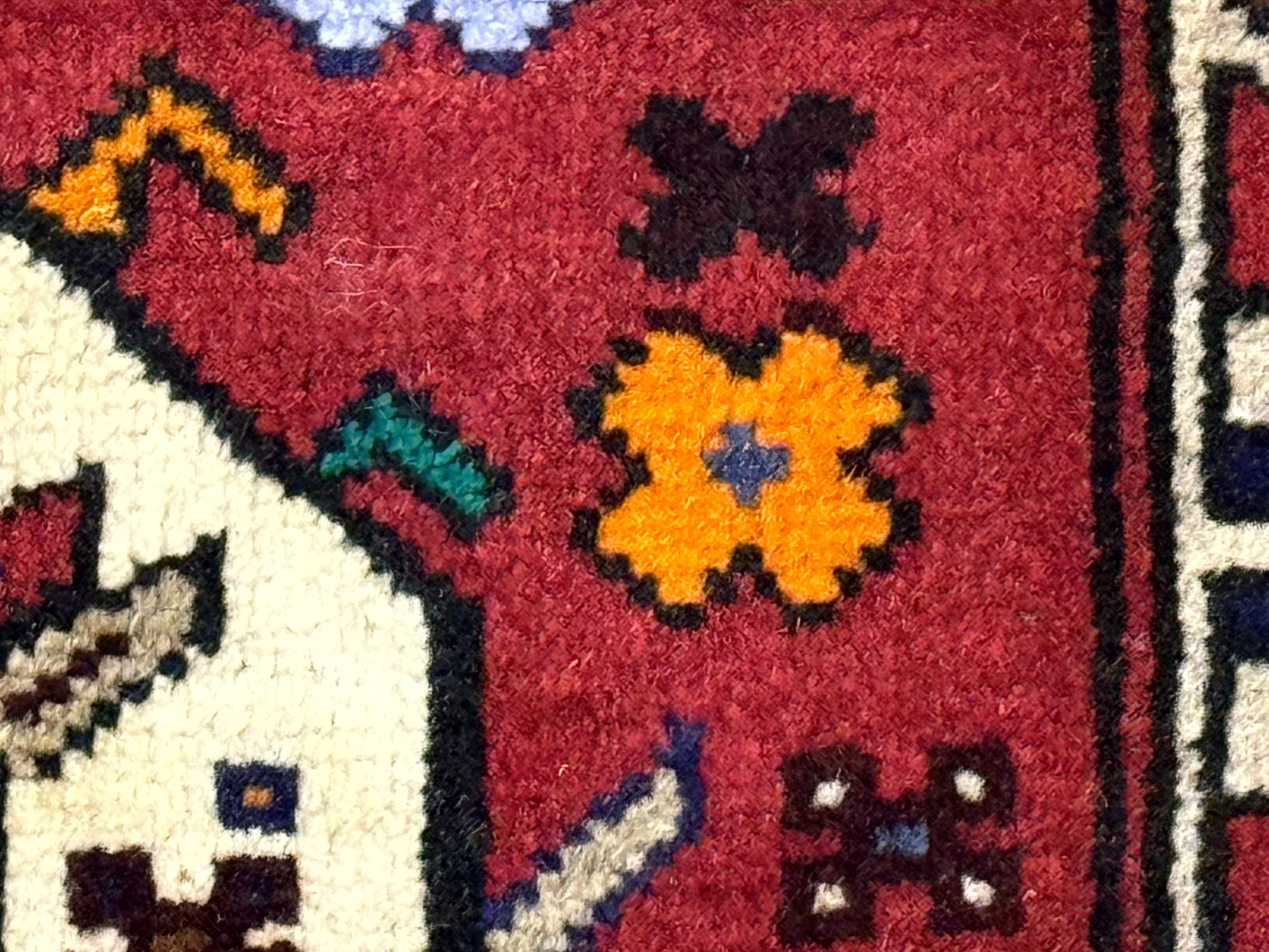 Small Persian Tribal Rug, Red and Ivory, Baluch Rug - Jewel Rugs