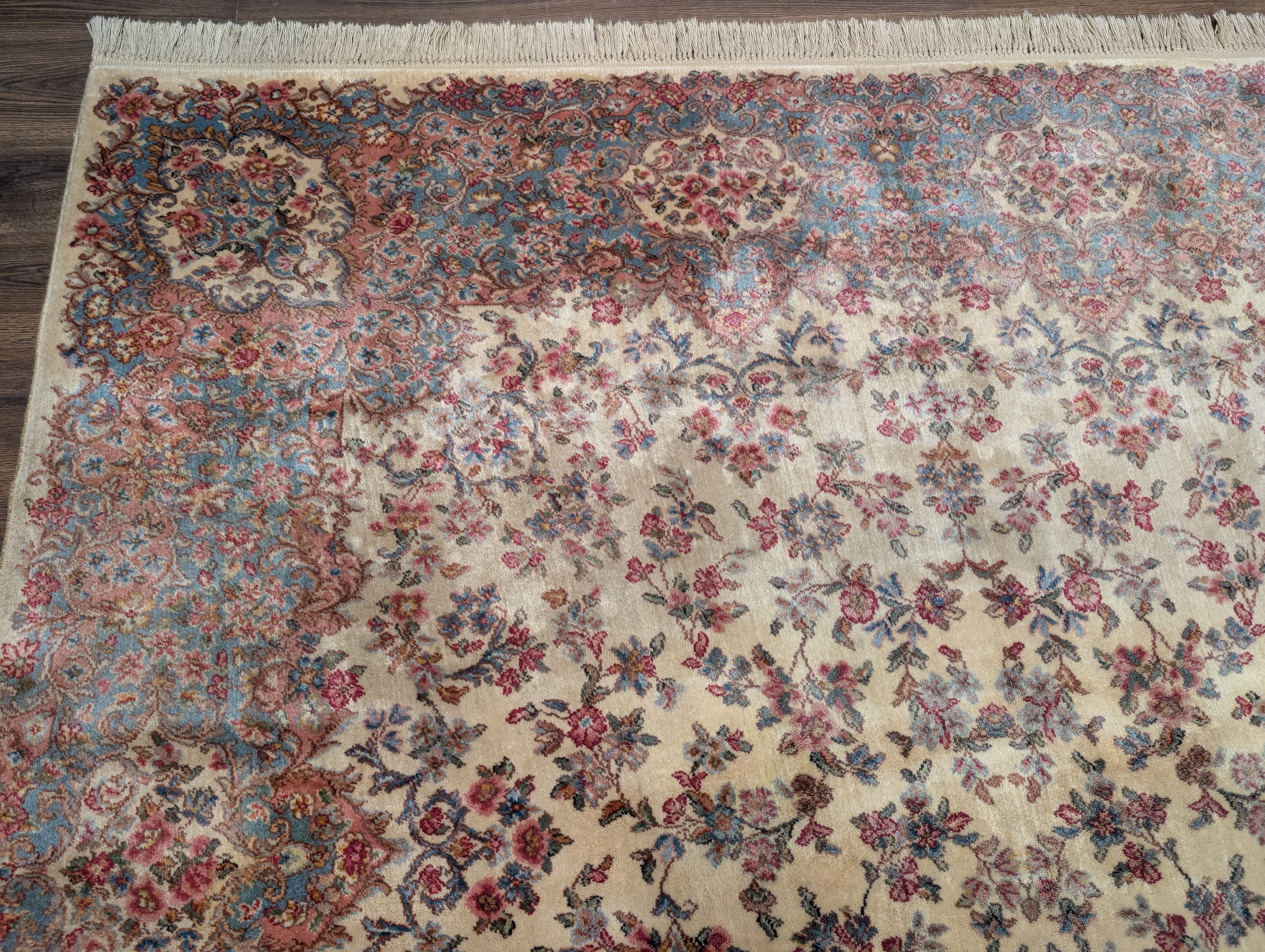 Karastan Rug 8.8 x 12 Ivory Kirman #788, Wool Pile, Original 700 Series, Vintage - Jewel Rugs