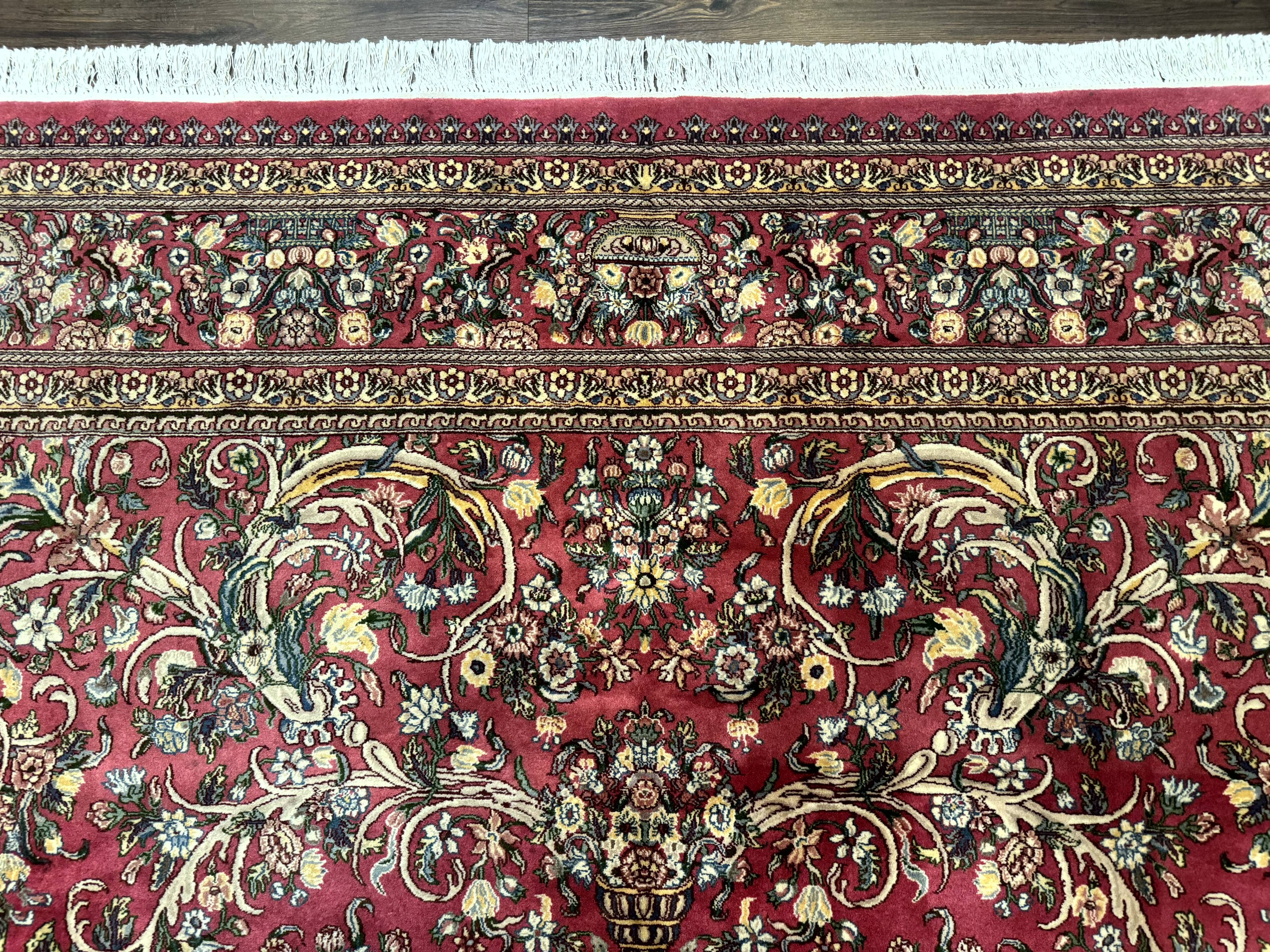 Sino Persian Rug 9x12, Fine 290 KPSI, Rose-Red, Floral Allover - Jewel Rugs
