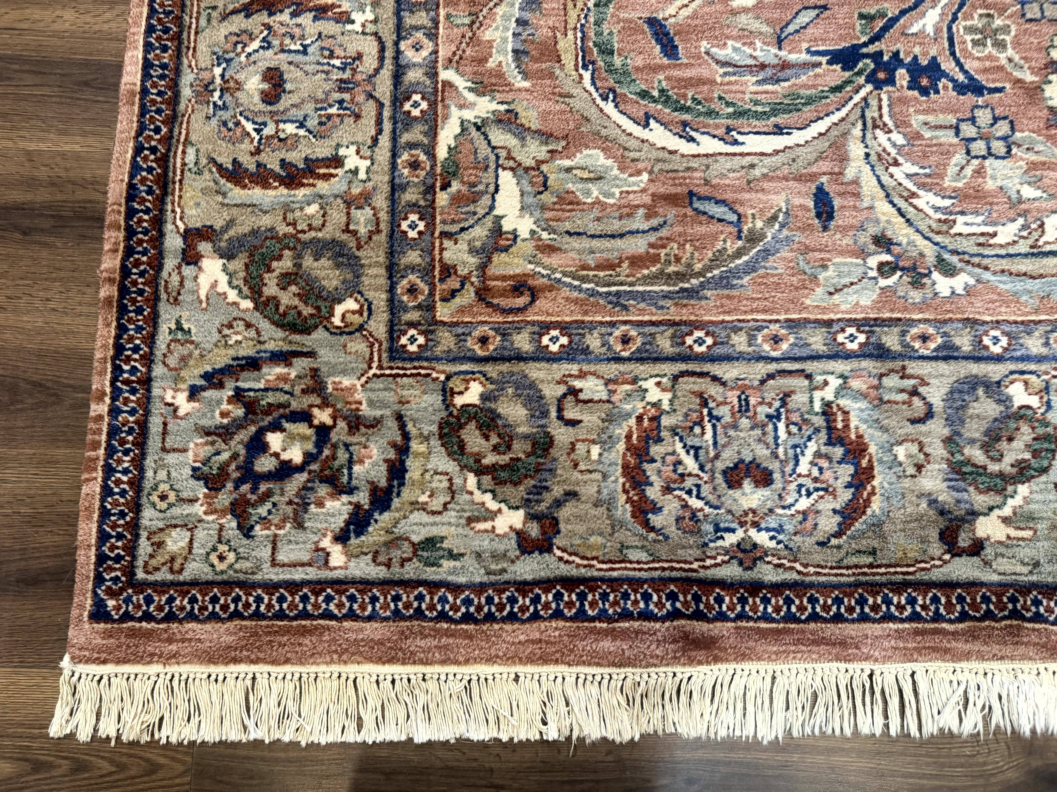 Indo Persian Mahal Rug 8x10, Traditional Wool Oriental Carpet, Pink - Jewel Rugs