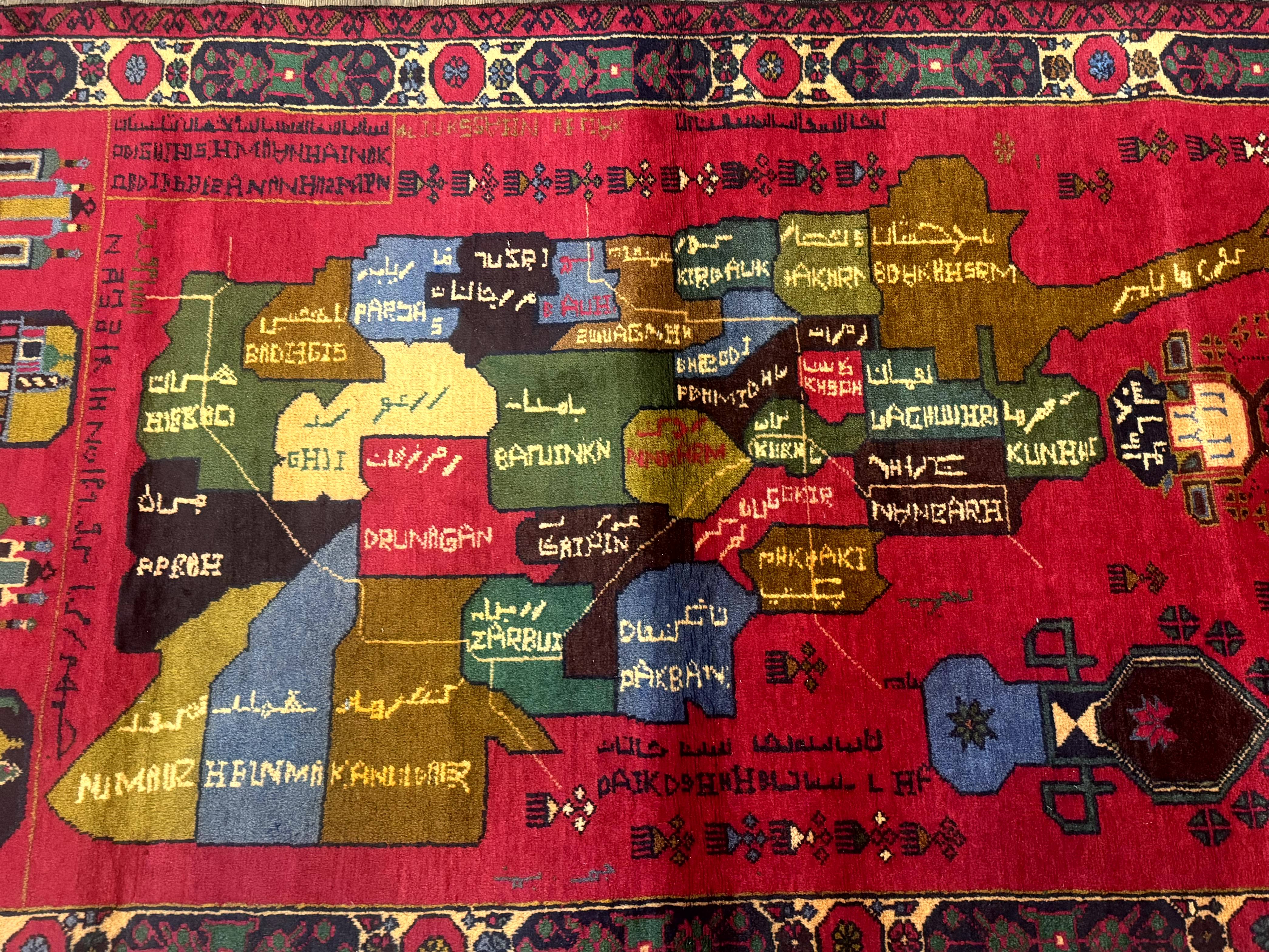 Red Afghan Balouch Rug 3x7, Tribal, Map of Afghanistan Depiction, Handmade, New - Jewel Rugs