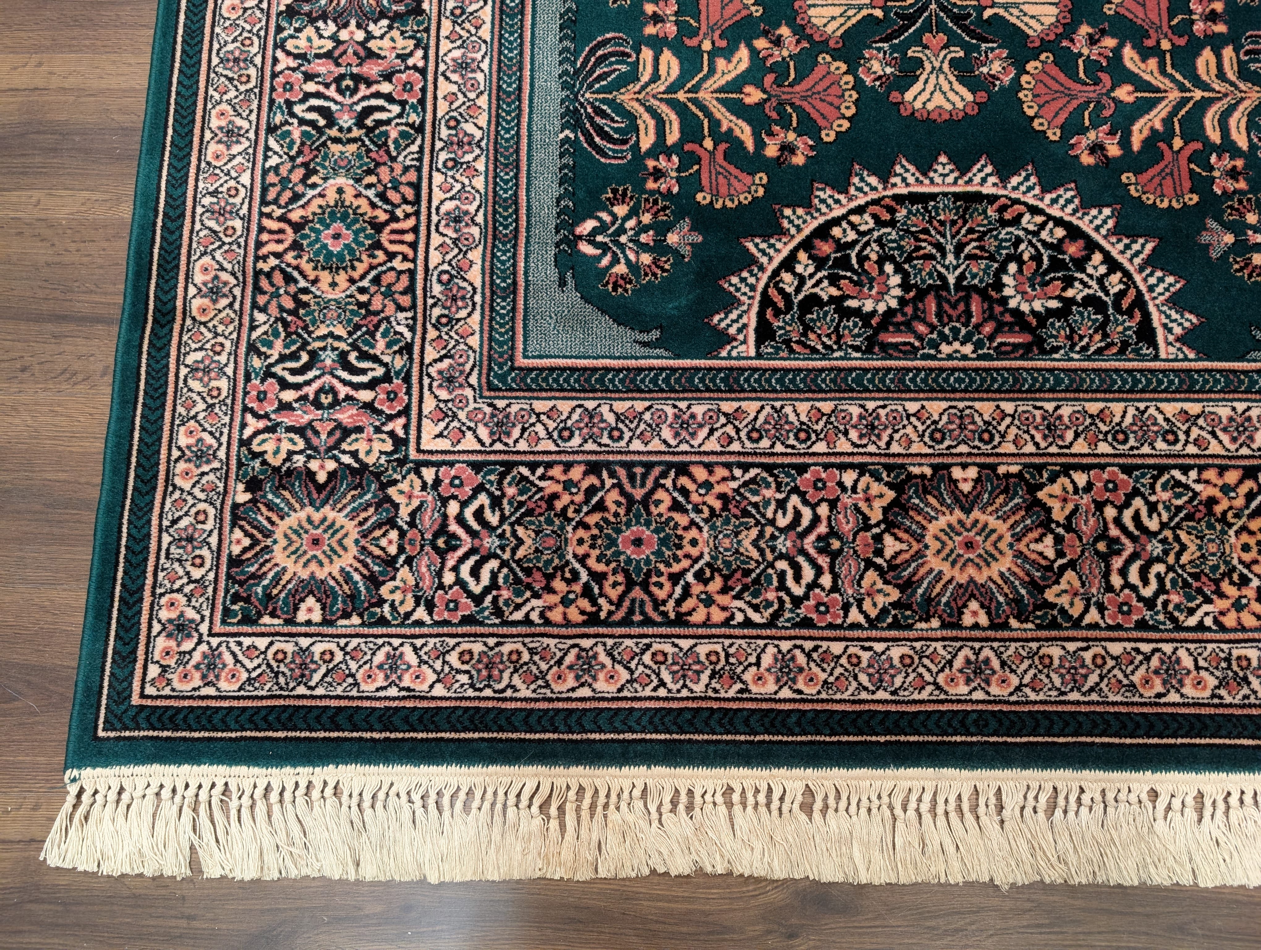 Green Belgium Power Loomed Rug, Vintage Persian Design Wool Carpet - Jewel Rugs