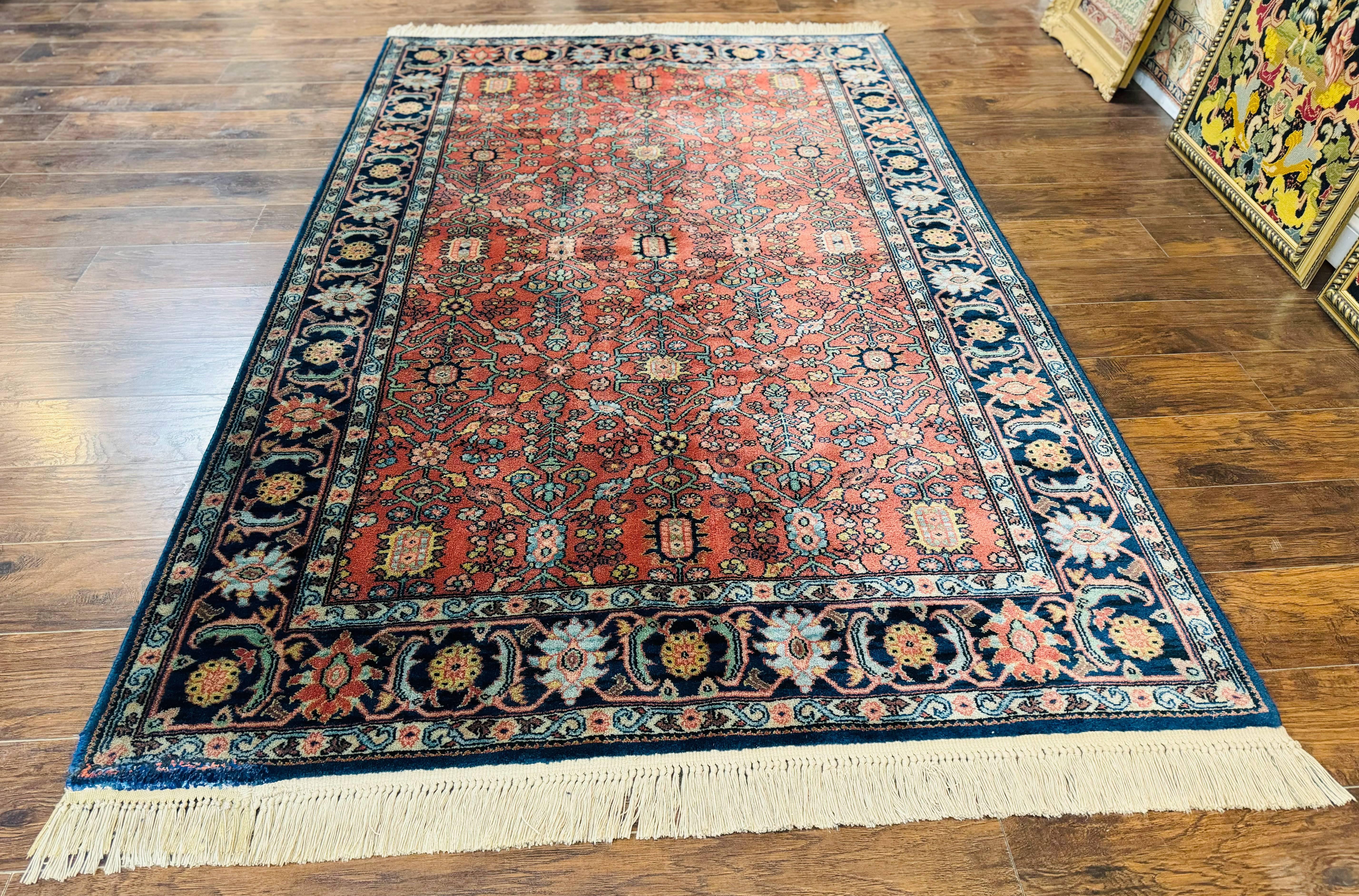 5.9 x 9 Karastan Serapi Rug #729, Wool Karastan Carpet, Original 700 Series, Red and Dark Blue, Discontinued, 6x9 Vintage Karastan, Rare - Jewel Rugs