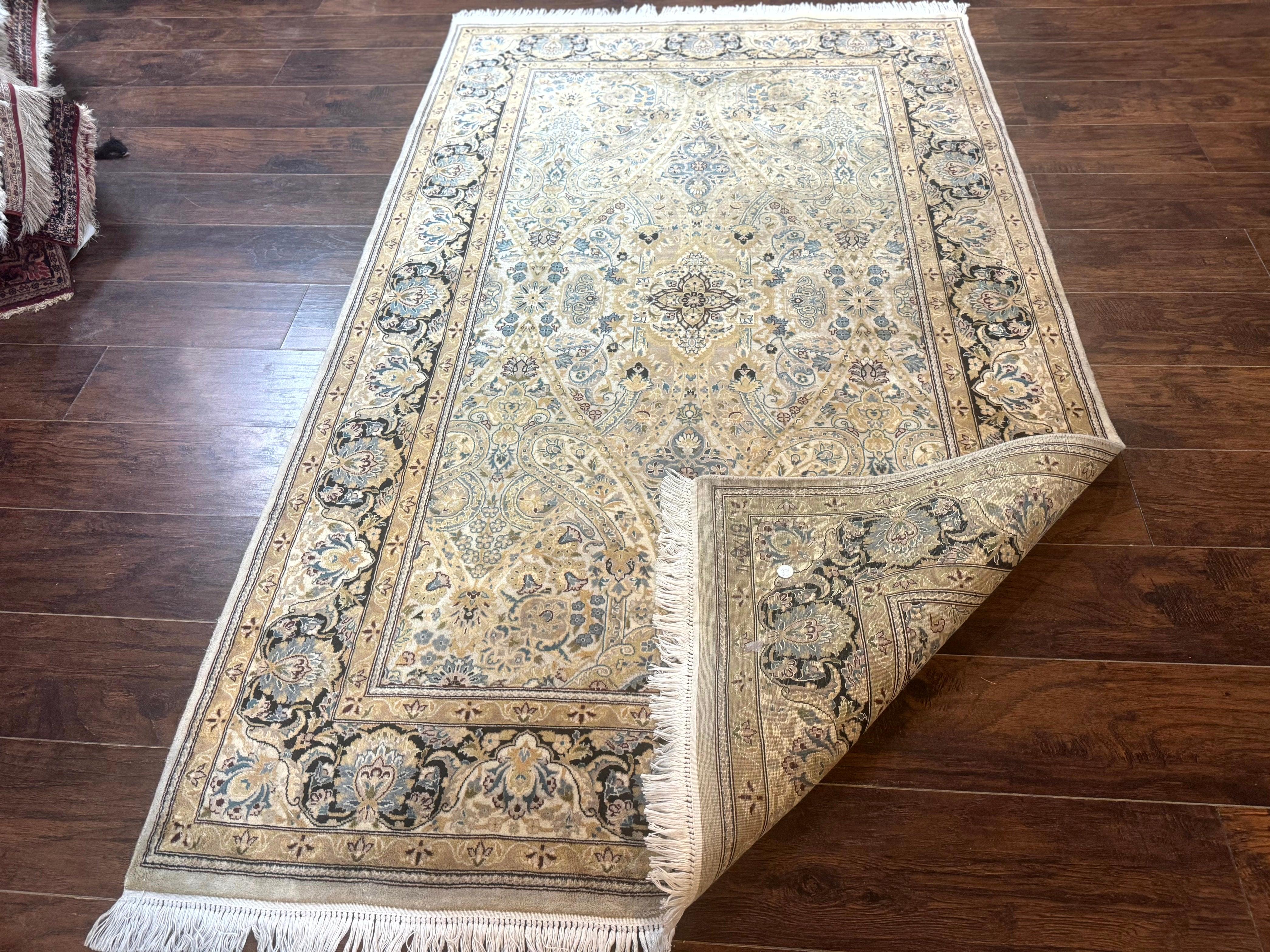 Wool Pak Persian Rug 5x7, Floral, Cream Color, Fine 290 KPSI - Jewel Rugs