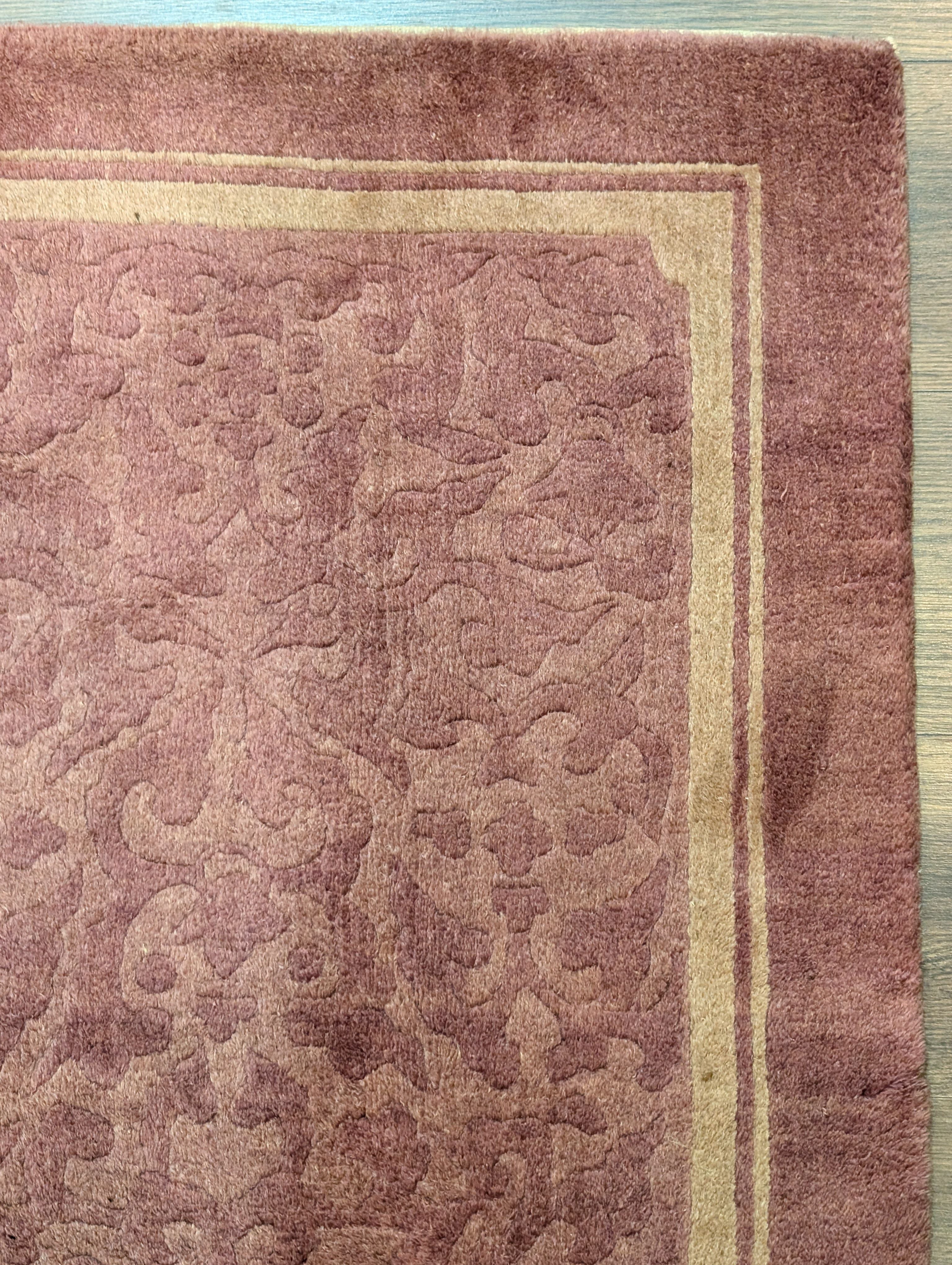 Chinese Wool Rug 2.6 x 5, Pink, Asian Oriental Rug, Fette Rug, Vintage - Jewel Rugs