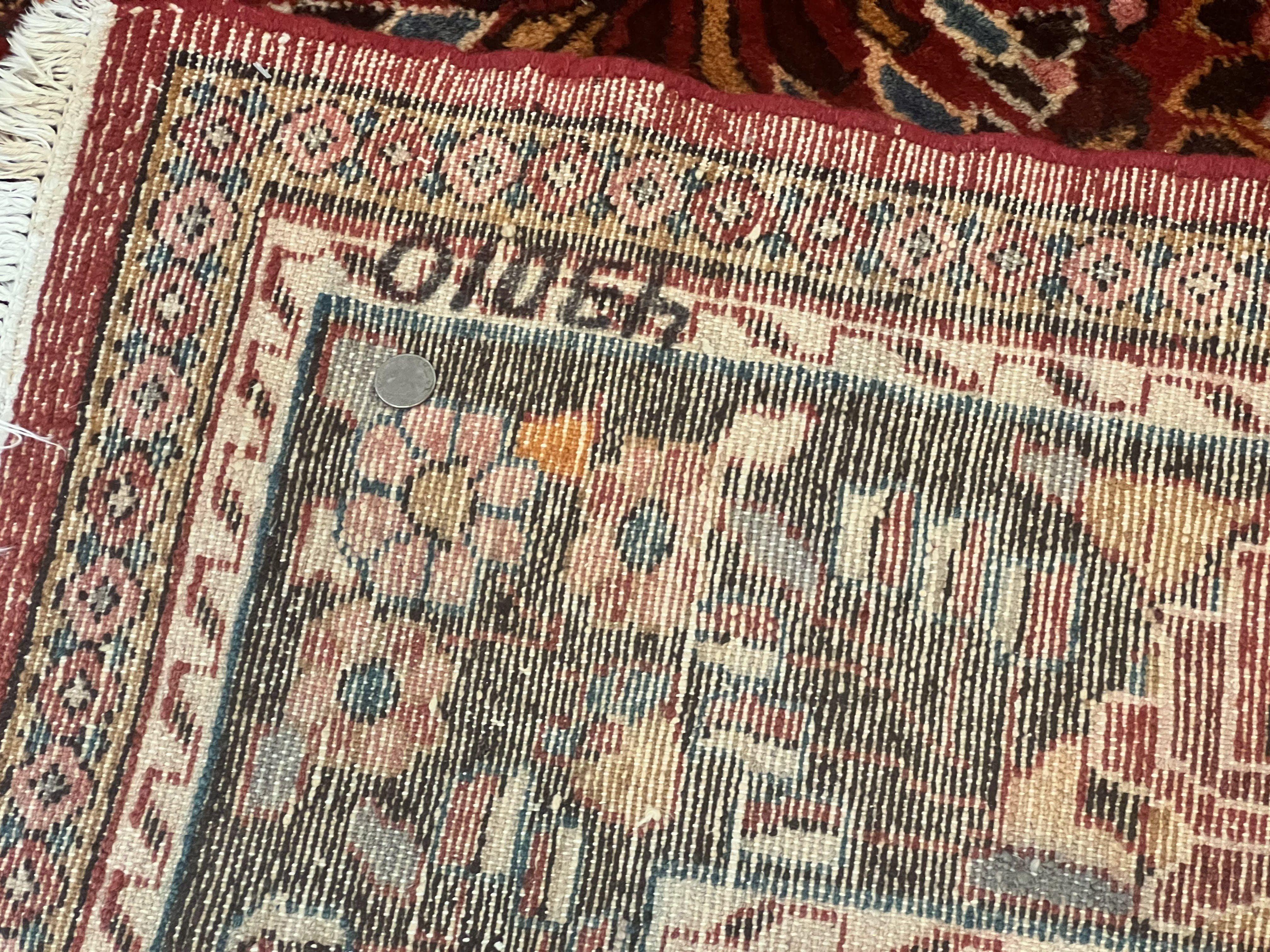 Antique Persian Lilian Rug 9x13, Wool Hand Knotted Red Persian Hamadan Carpet, Floral Medallion, Room Sized Authentic Oriental Rug - Jewel Rugs