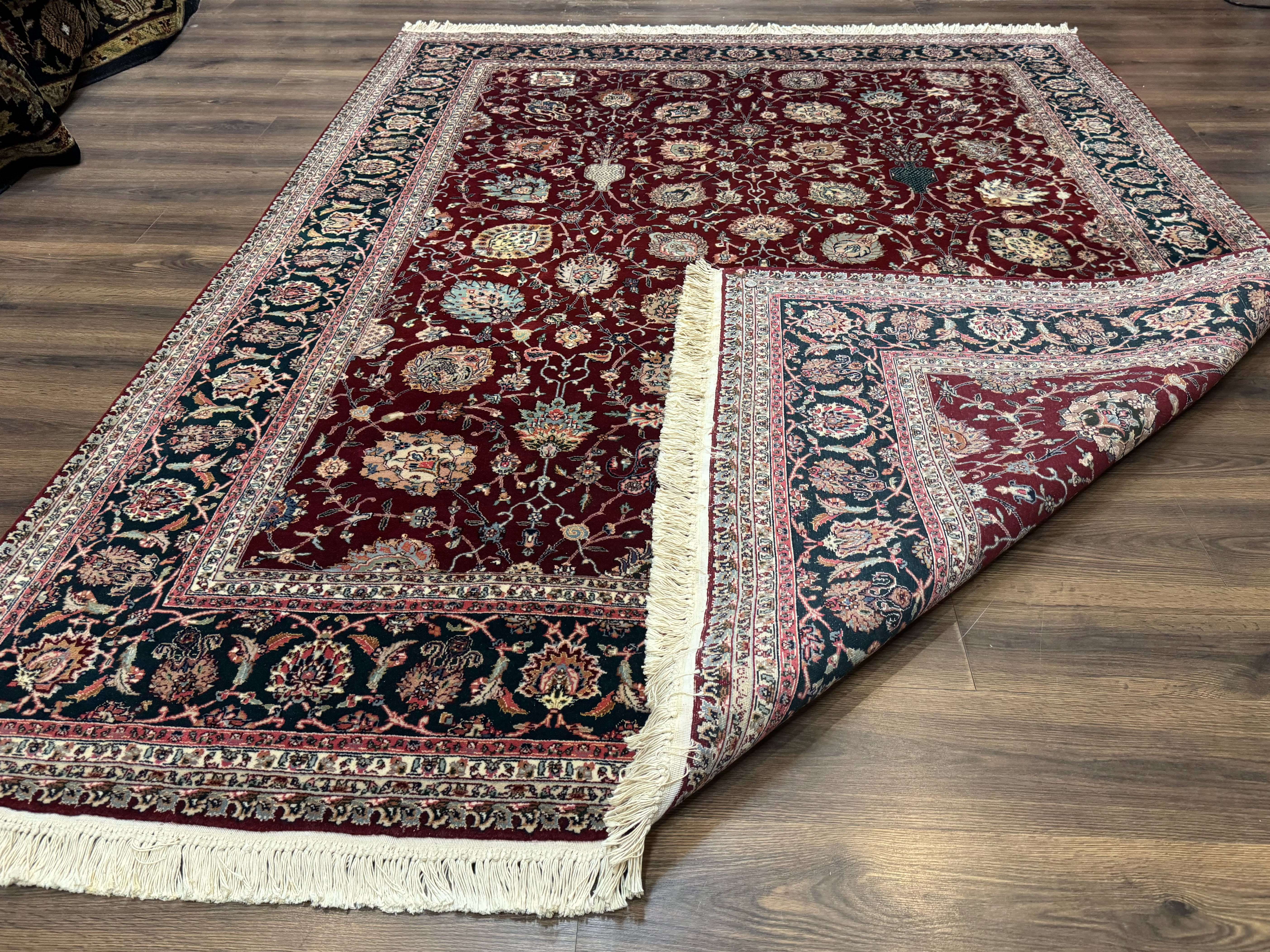 Pak Persian Rug 8x10, Dark Red, Wool with Silk Highlights, Fine - Jewel Rugs