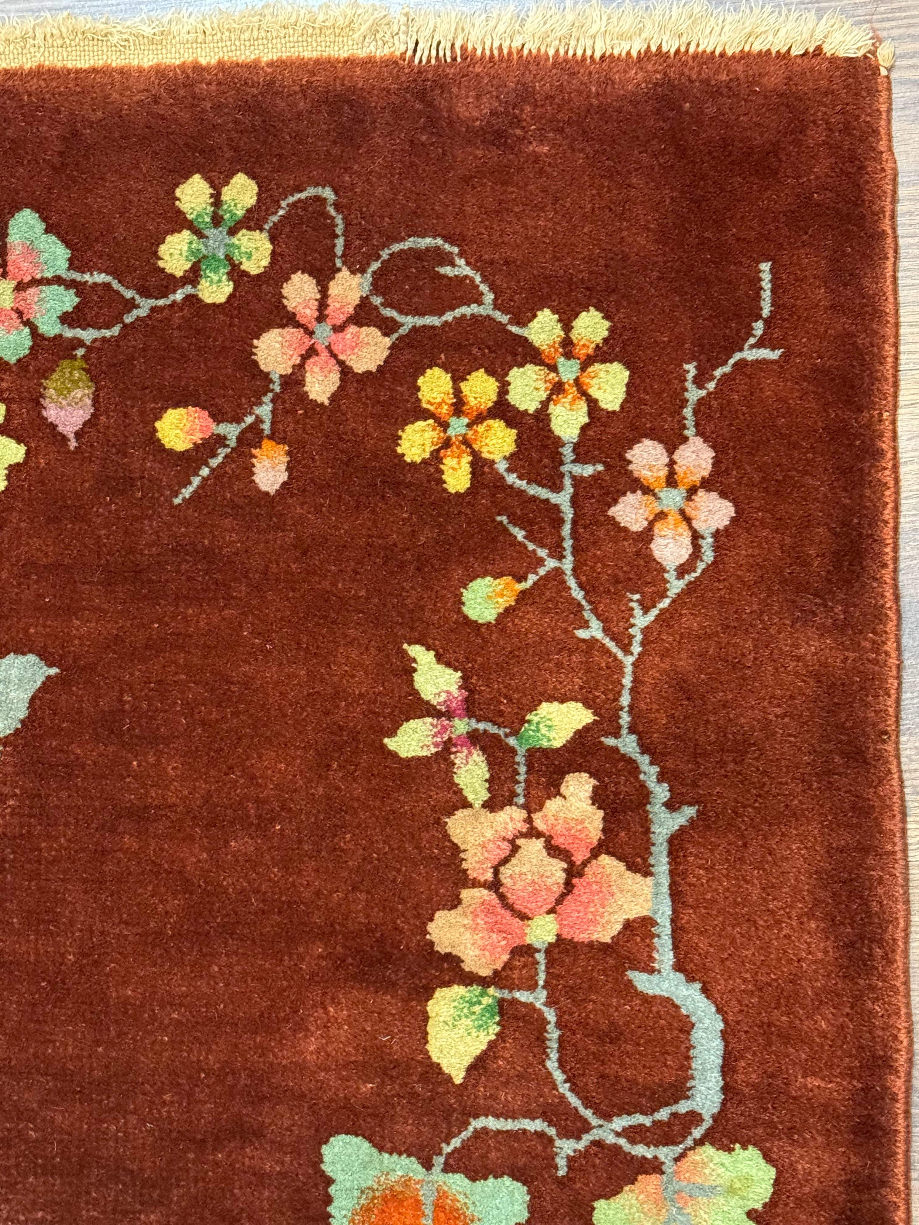 Small Chinese Art Deco Rug 2x3, Wool, Antique, Nichols - Jewel Rugs