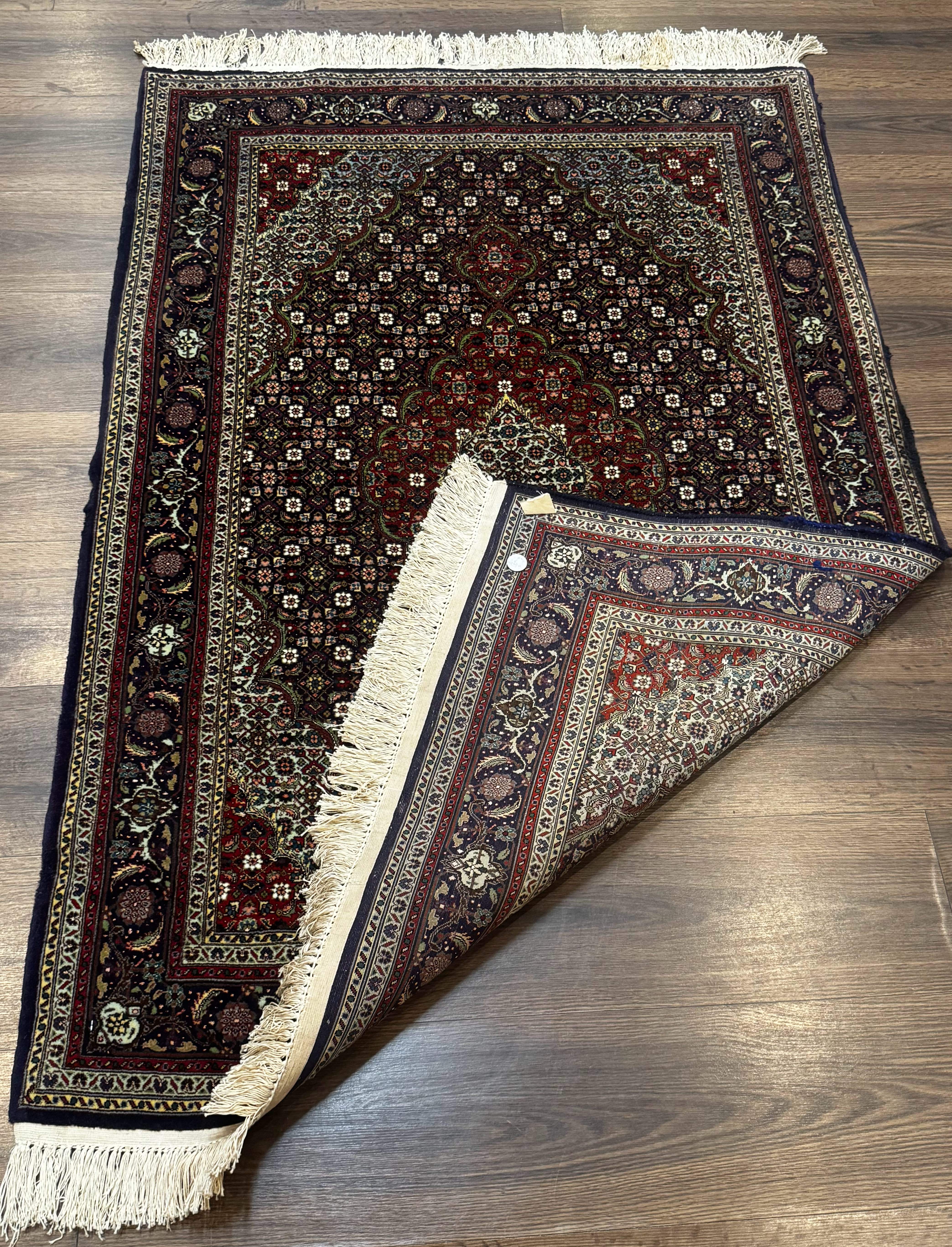 Persian Tabriz Rug 3x5, Wool on Silk Foundation, Very Fine 550 KPSI, Dark Navy Blue - Jewel Rugs