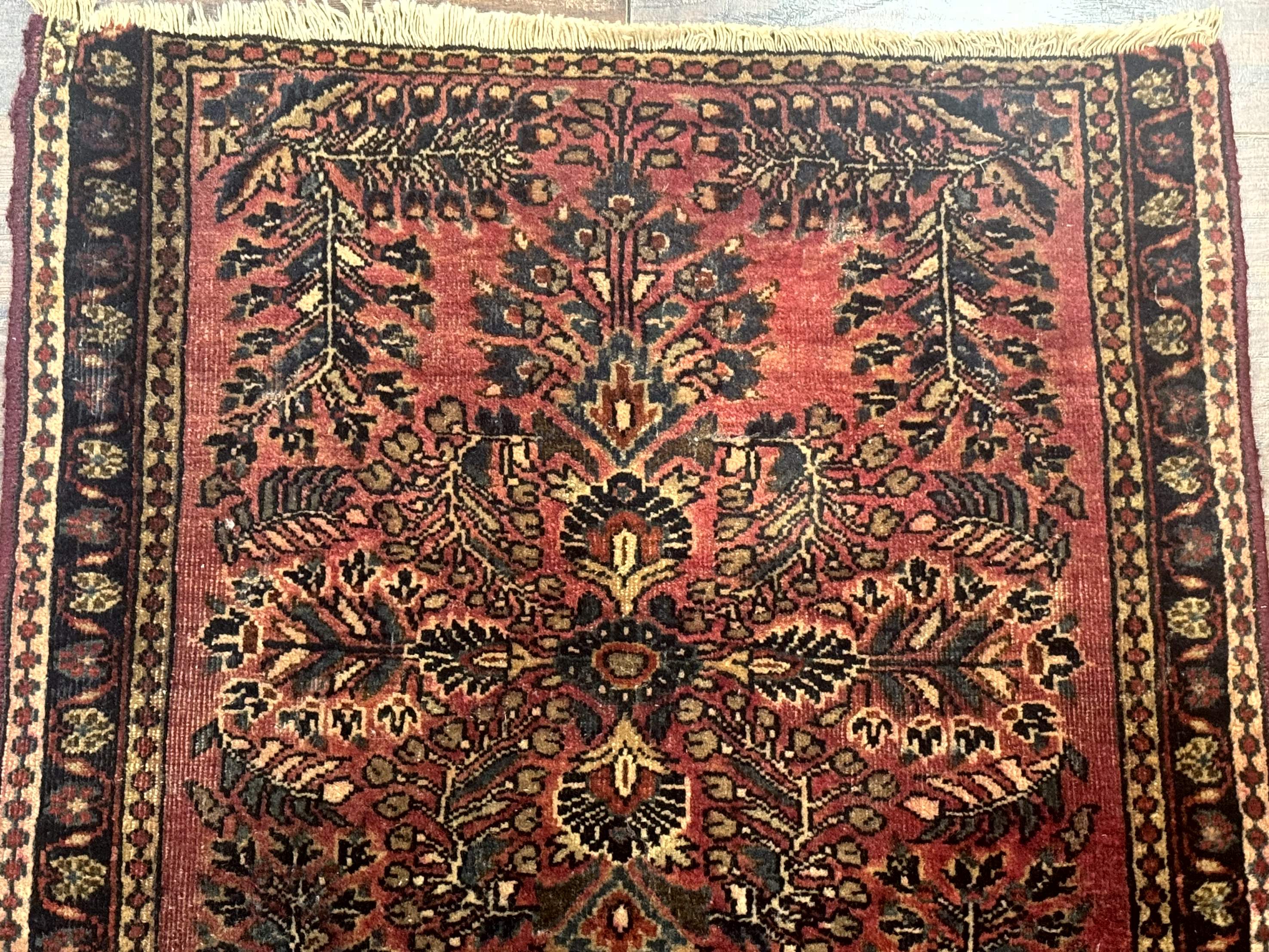Persian Sarouk Rug 2x2, Small Antique Wool Scatter Rug, Red - Jewel Rugs