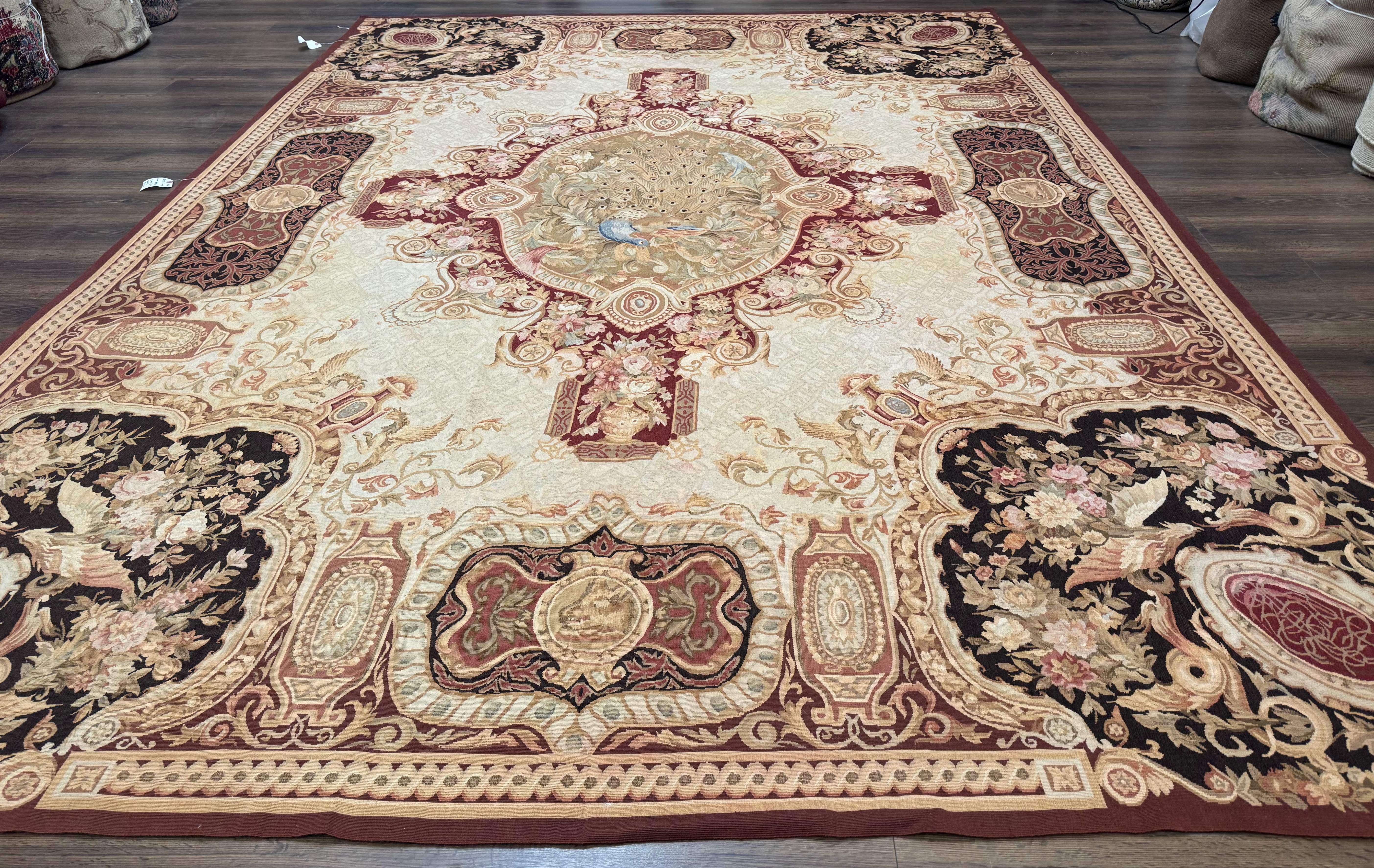 French Aubusson Rug 9x12 - European Design Flatweave Carpet - Jewel Rugs