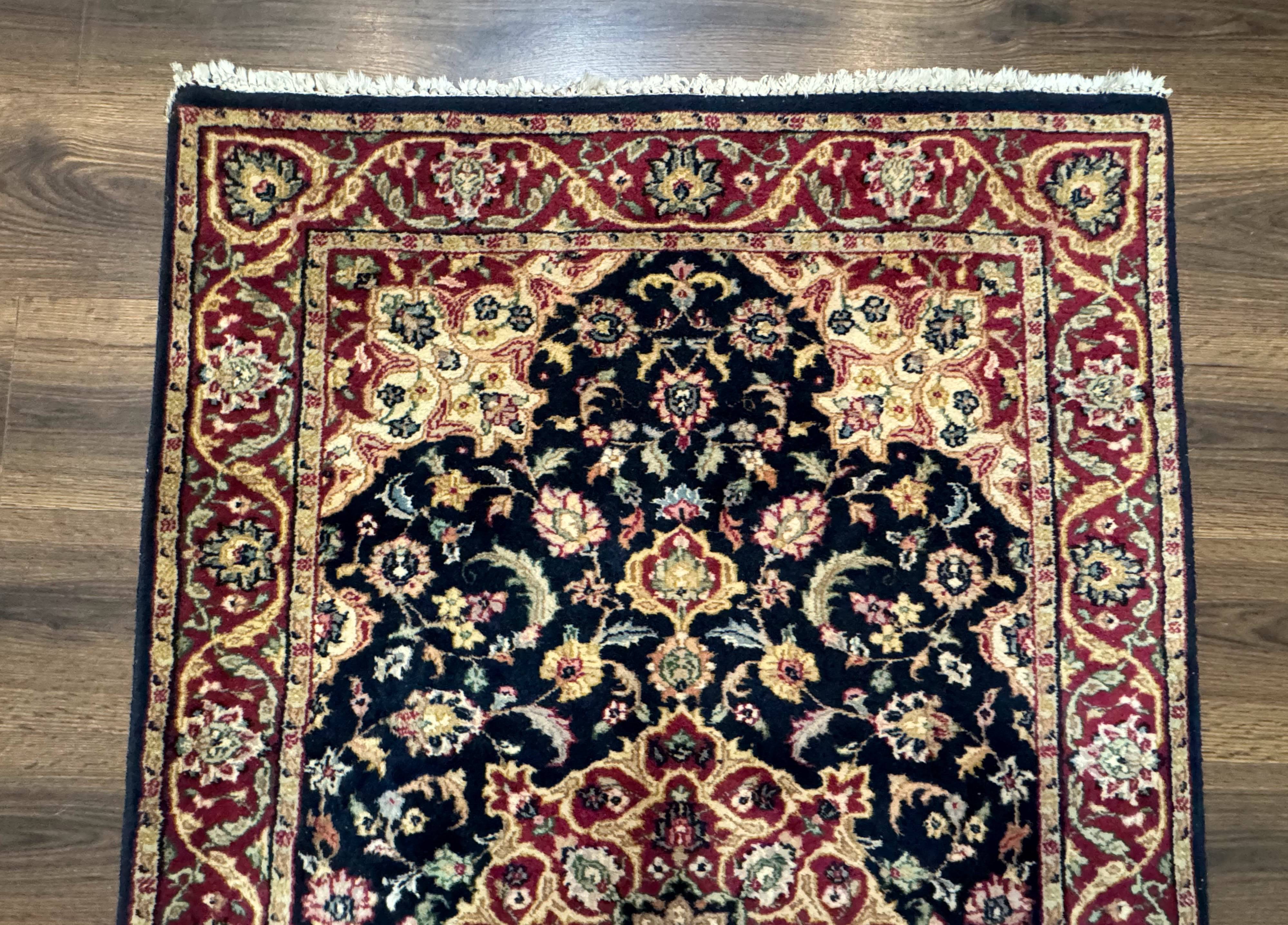 Pak Persian Sarouk Rug 3x5, Navy Blue and Red - Jewel Rugs