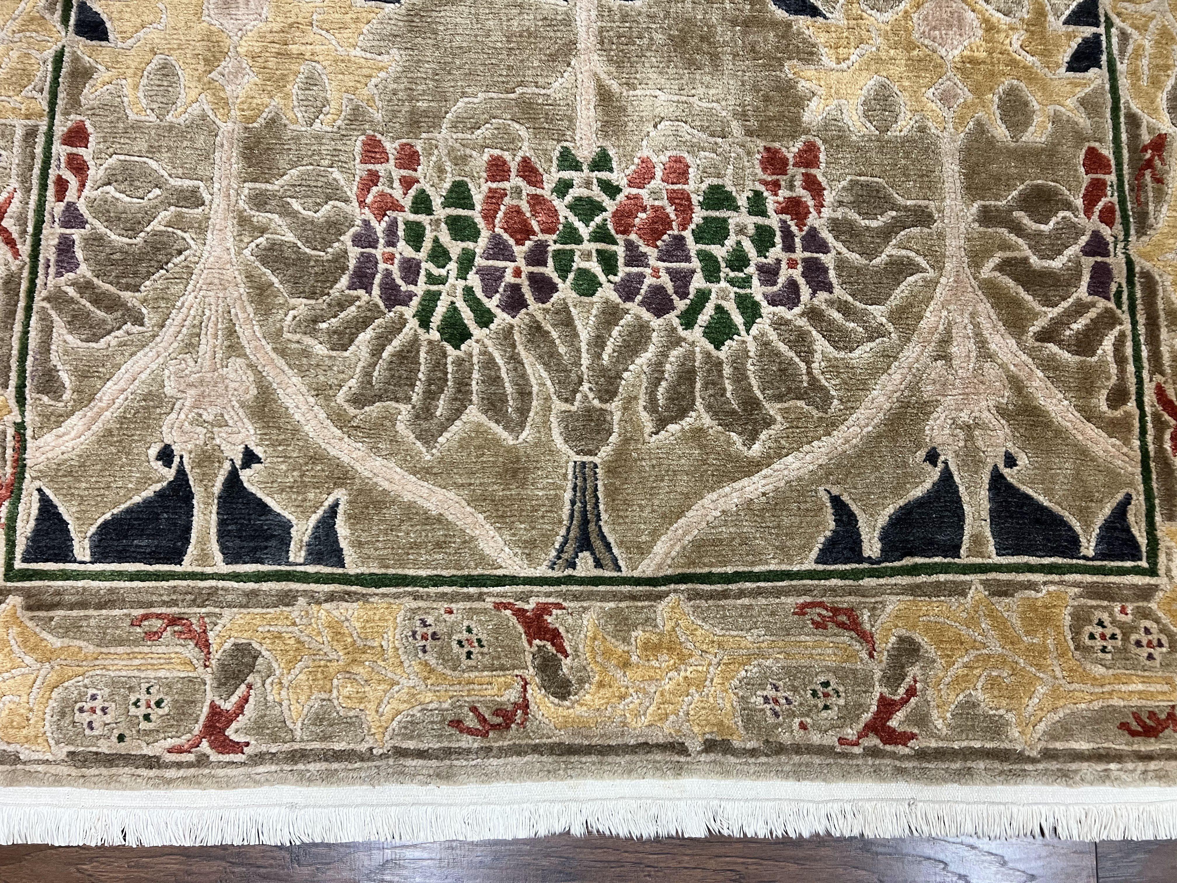 Tibetan Tufenkian Rug 6x9, Wool Hand Knotted Modern Carpet, Abstract Handmade Rug, Soft Pile - Jewel Rugs