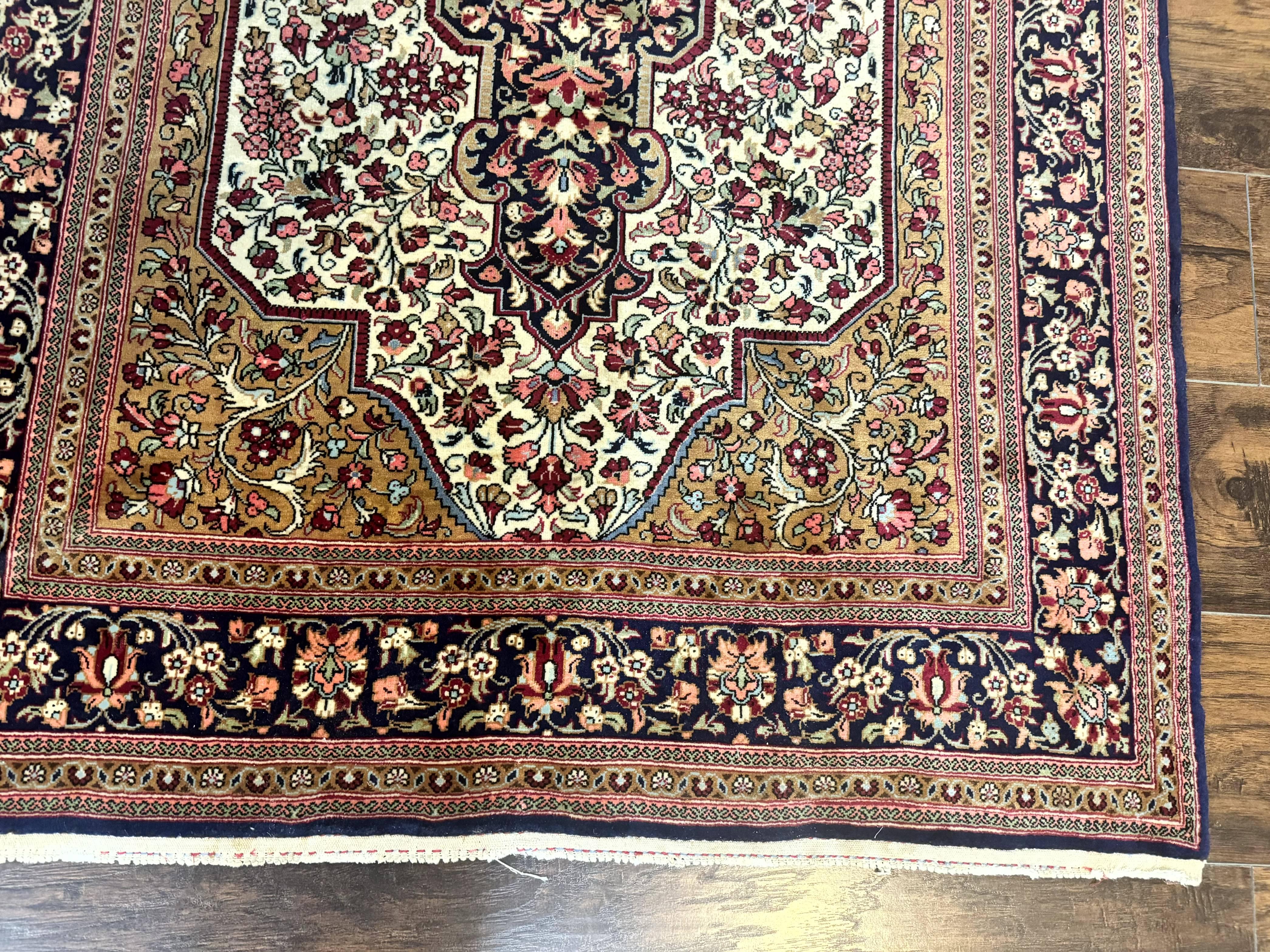 Persian Qum Rug 3.6 x 5, Kork Wool, Very Finely Hand Knotted 325 KPSI, Rare, Semi Antique - Jewel Rugs