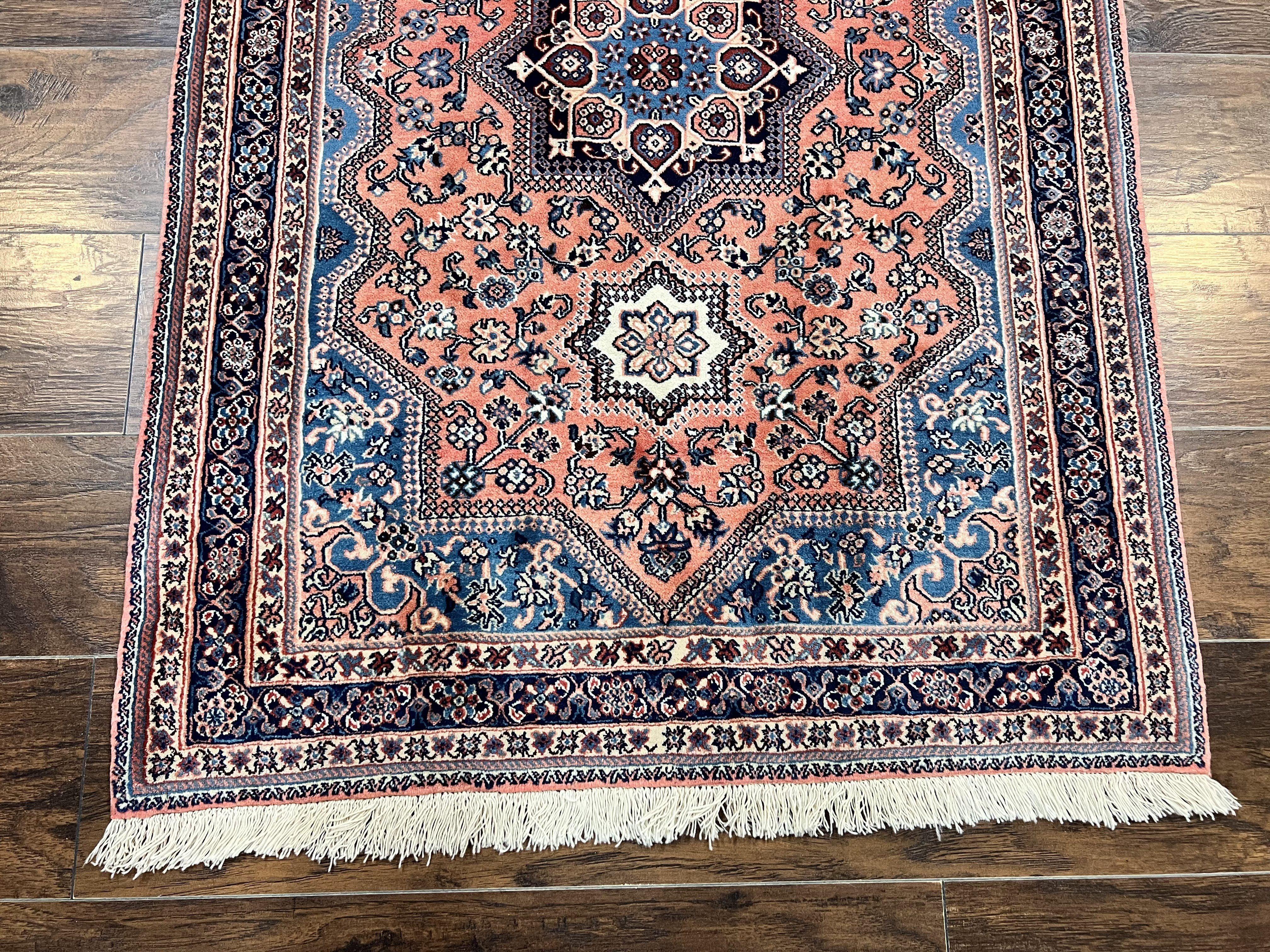 Persian Shiraz Rug 3x5, Geometric Tribal Rug, Wool Hand Knotted Vintage Carpet, Light Red & Blue, Signed by Masterweaver - Jewel Rugs