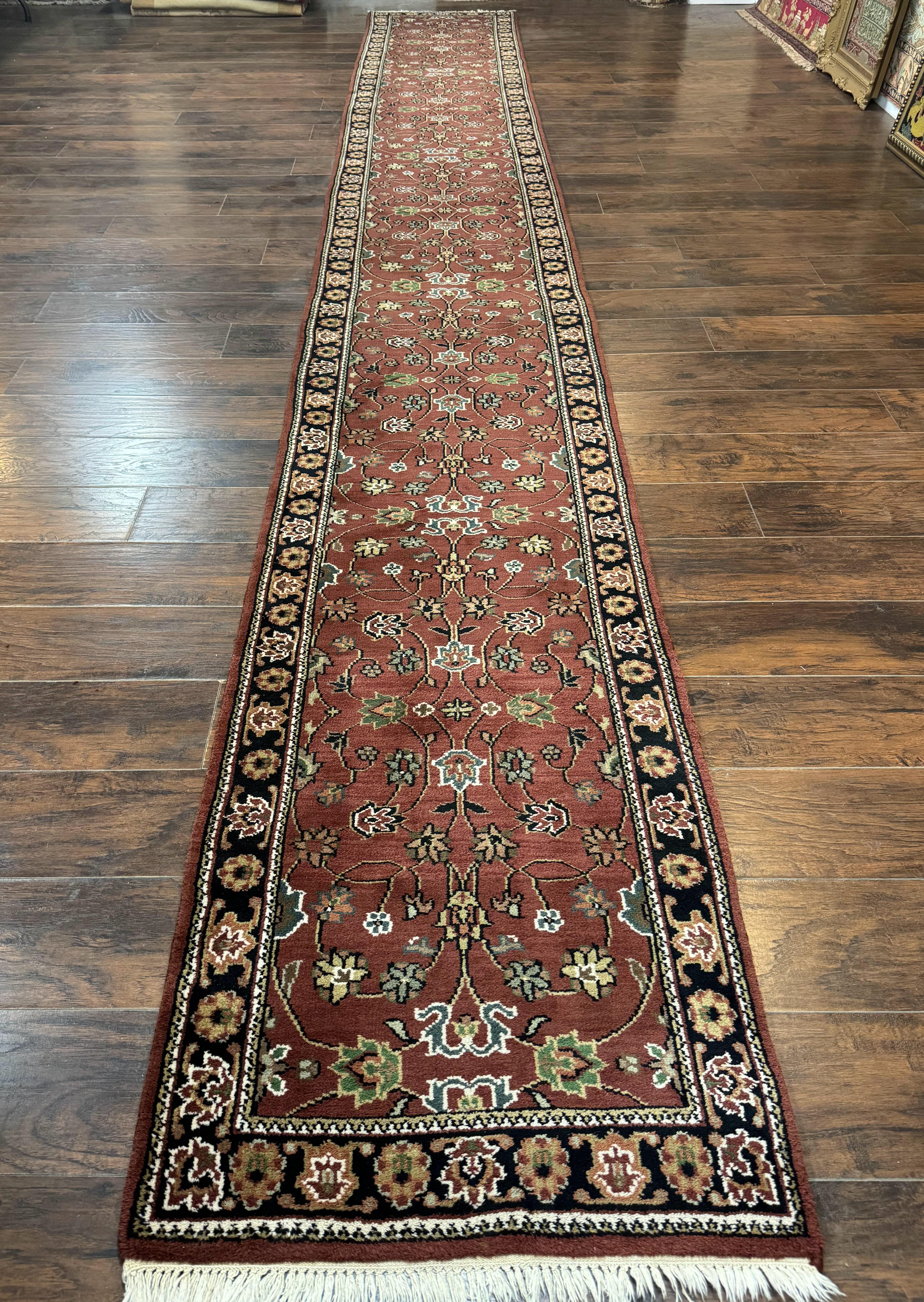 Indo Persian Sarouk Runner Rug 2.8 x 20 ft Runner for Hallway, Long Runner Rug, Handmade - Jewel Rugs