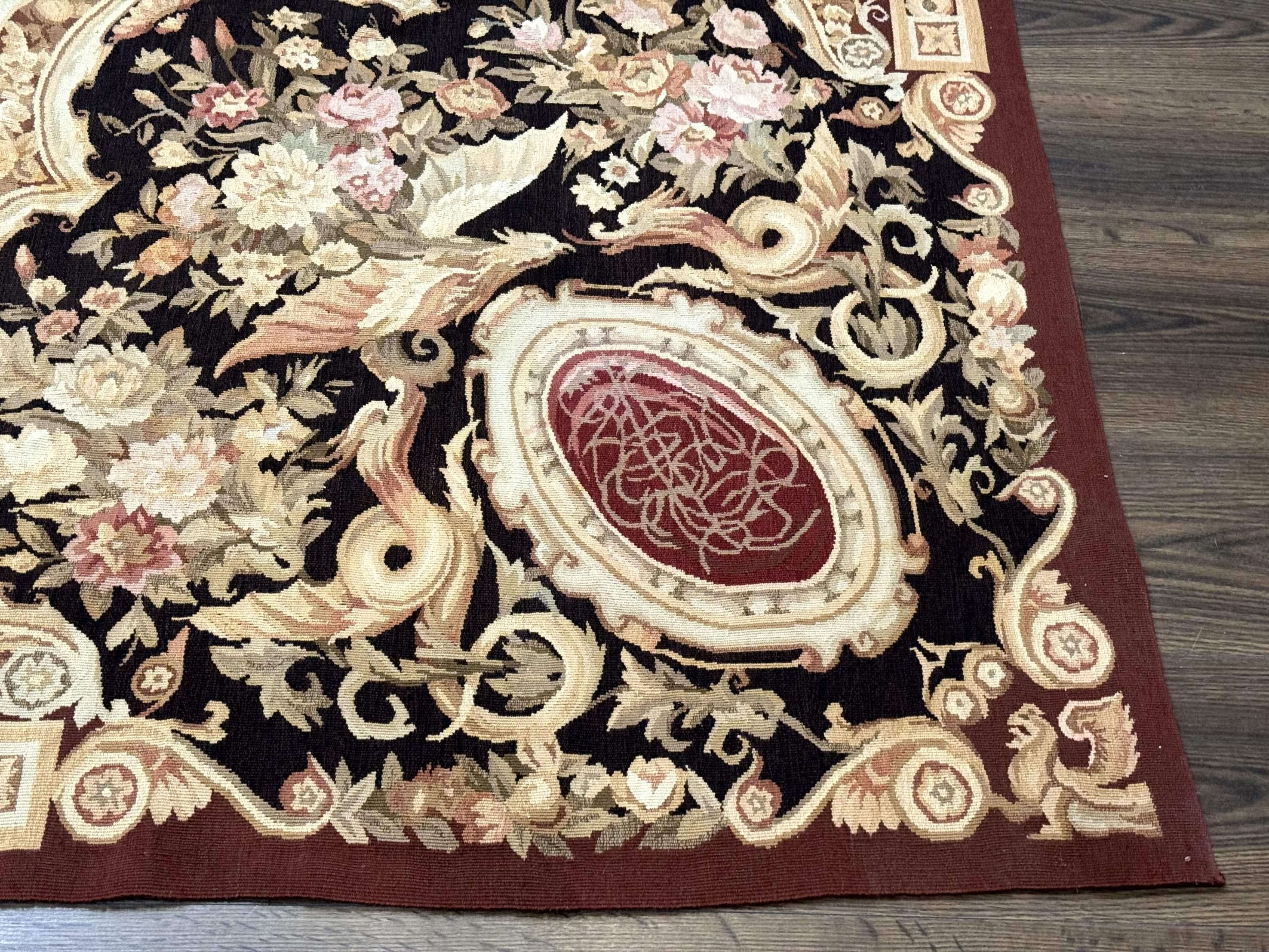 French Aubusson Rug 9x12 - European Design Flatweave Carpet - Jewel Rugs