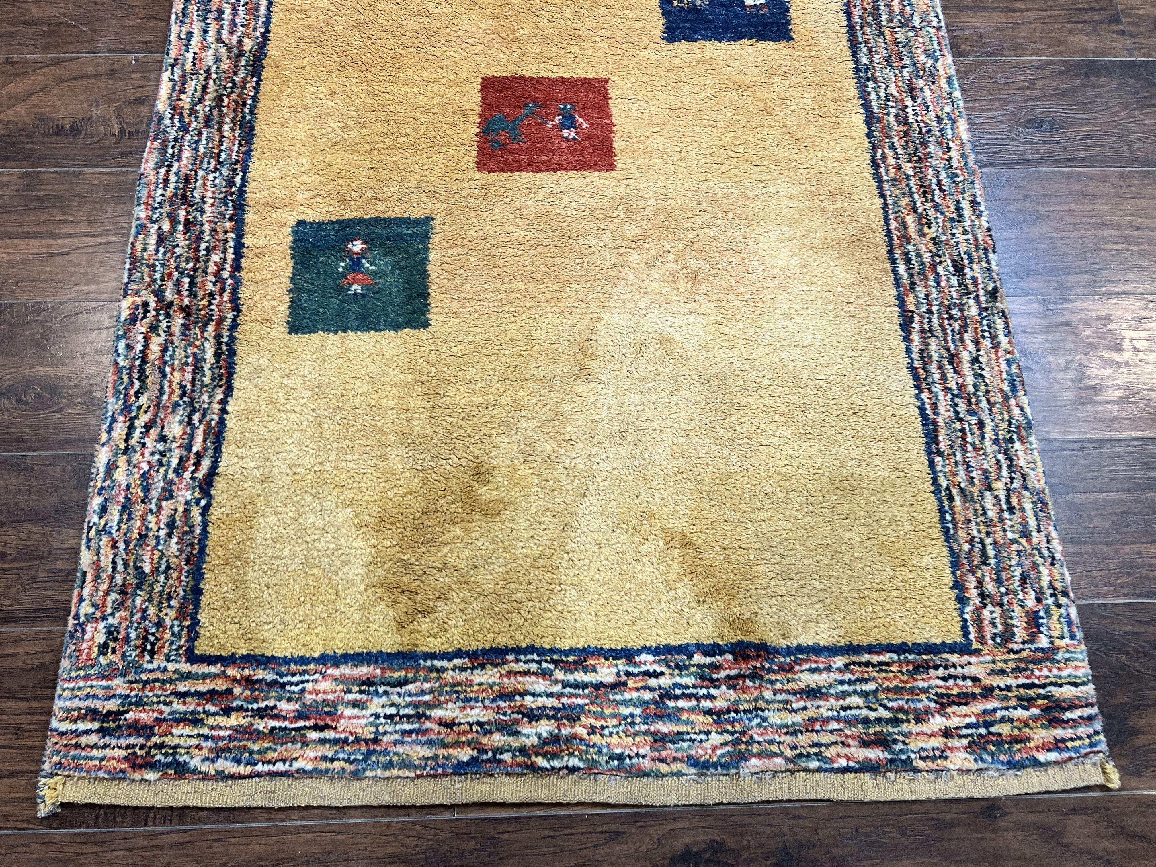 Indo Gabbeh Rug 3.7 x 5, Tribal Rug, Boho Rug, Wool Handmade Carpet - Jewel Rugs