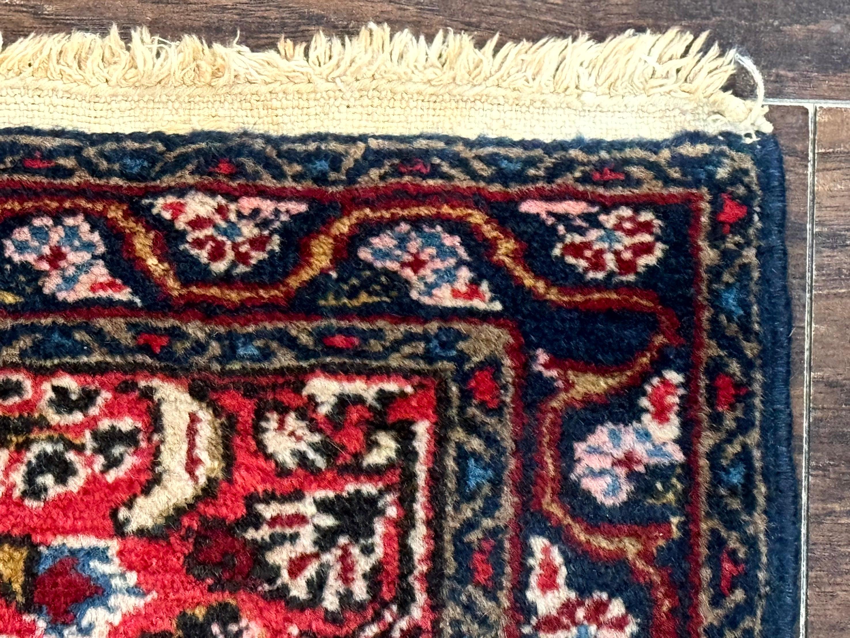 Small Antique Persian Tribal Rug 2x3, Red, Floral, Handmade, Hamadan Rug - Jewel Rugs