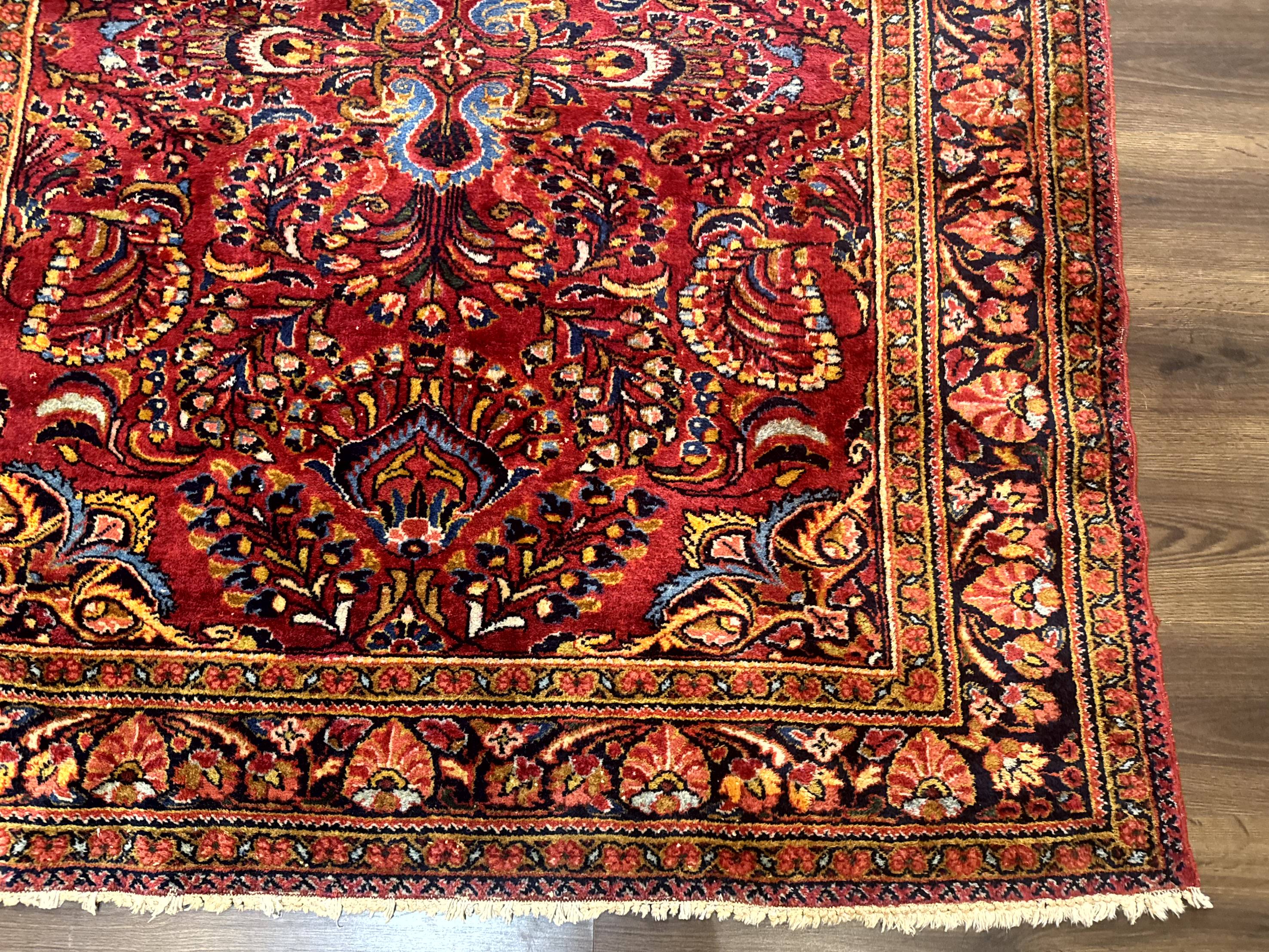 Persian Lilihan Rug 5x6, Red, Floral, Antique Persian Carpet - Jewel Rugs