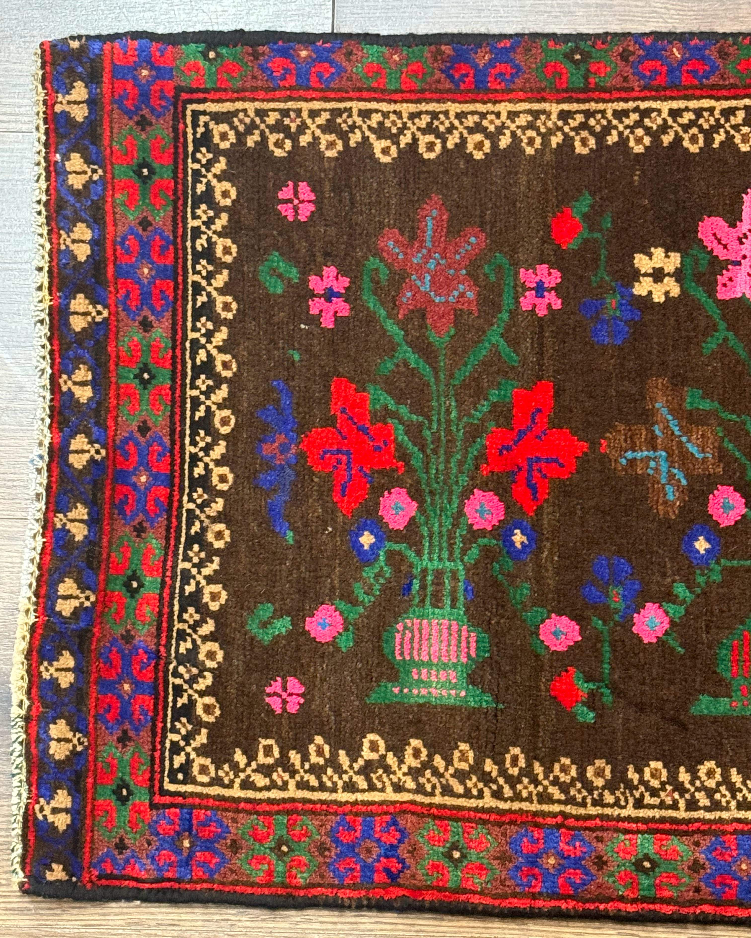 Small Persian Balouch Rug, Tribal Rug, Multicolor, Persian Vase Design - Jewel Rugs