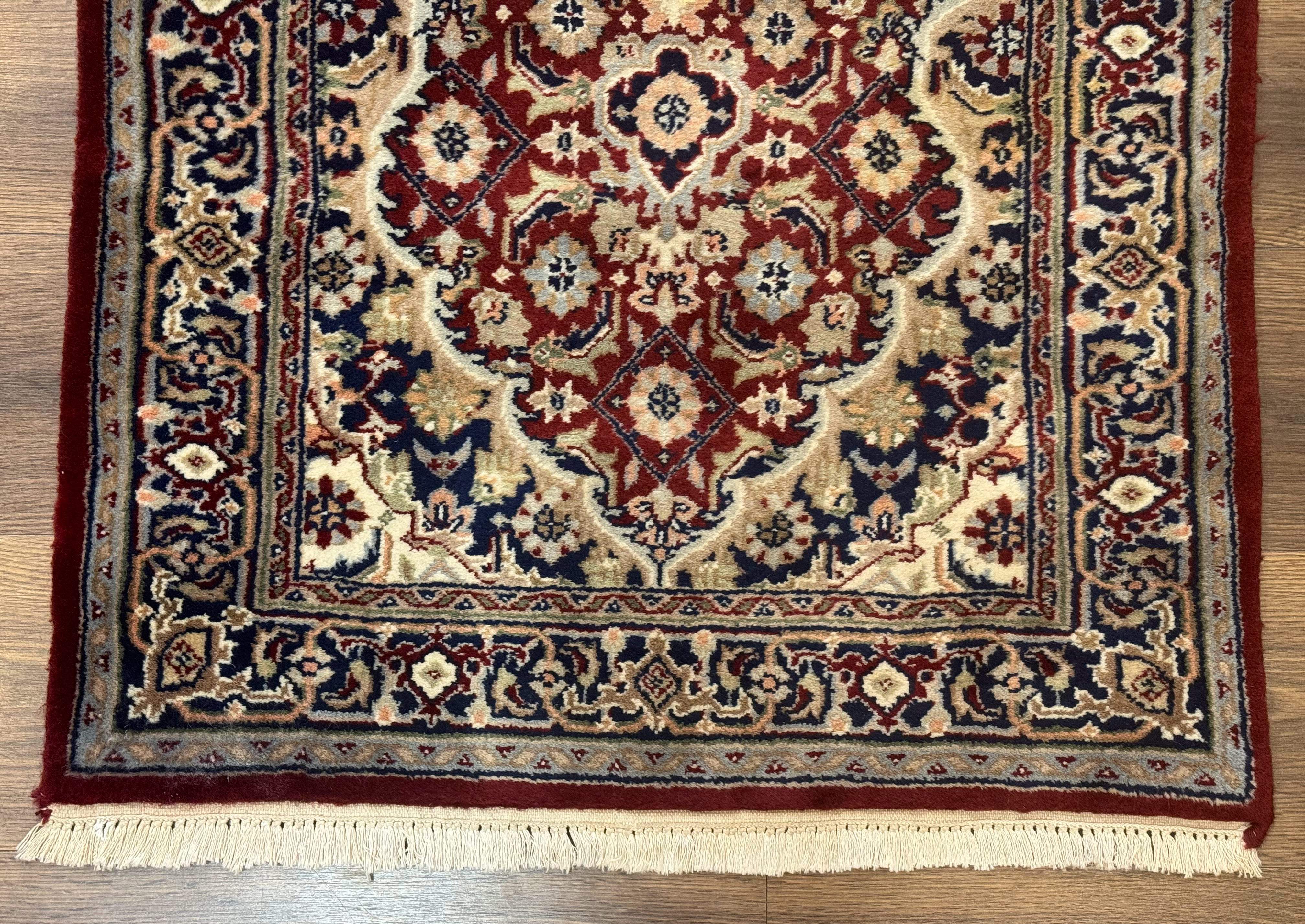 Indo Persian Sarouk Runner Rug 2.6 x 10, Floral Medallions, Traditional, Wool - Jewel Rugs