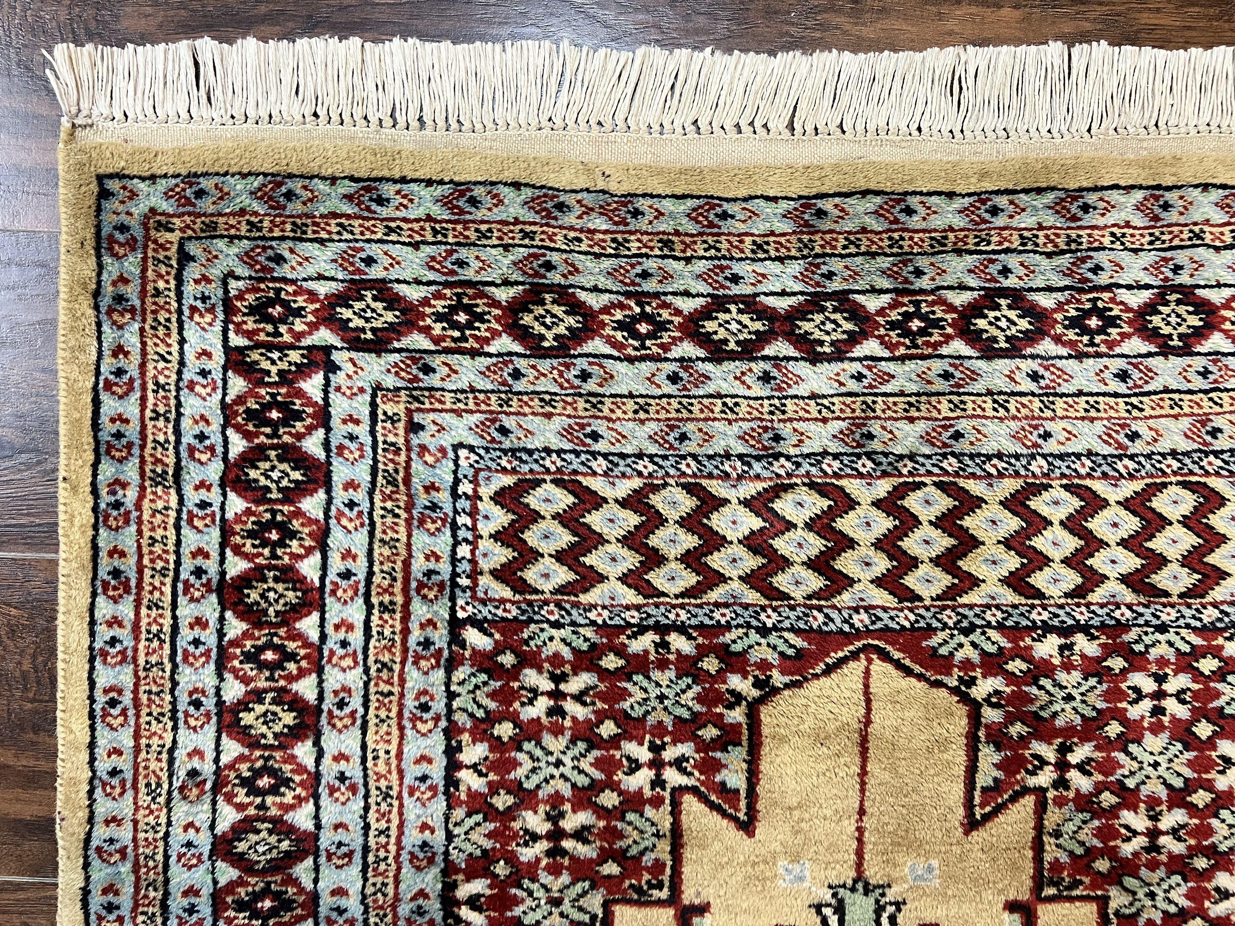 Bokhara Prayer Rug 3x5, Pakistani Turkoman Carpet, Tan, Handmade Vintage Wool Carpet - Jewel Rugs